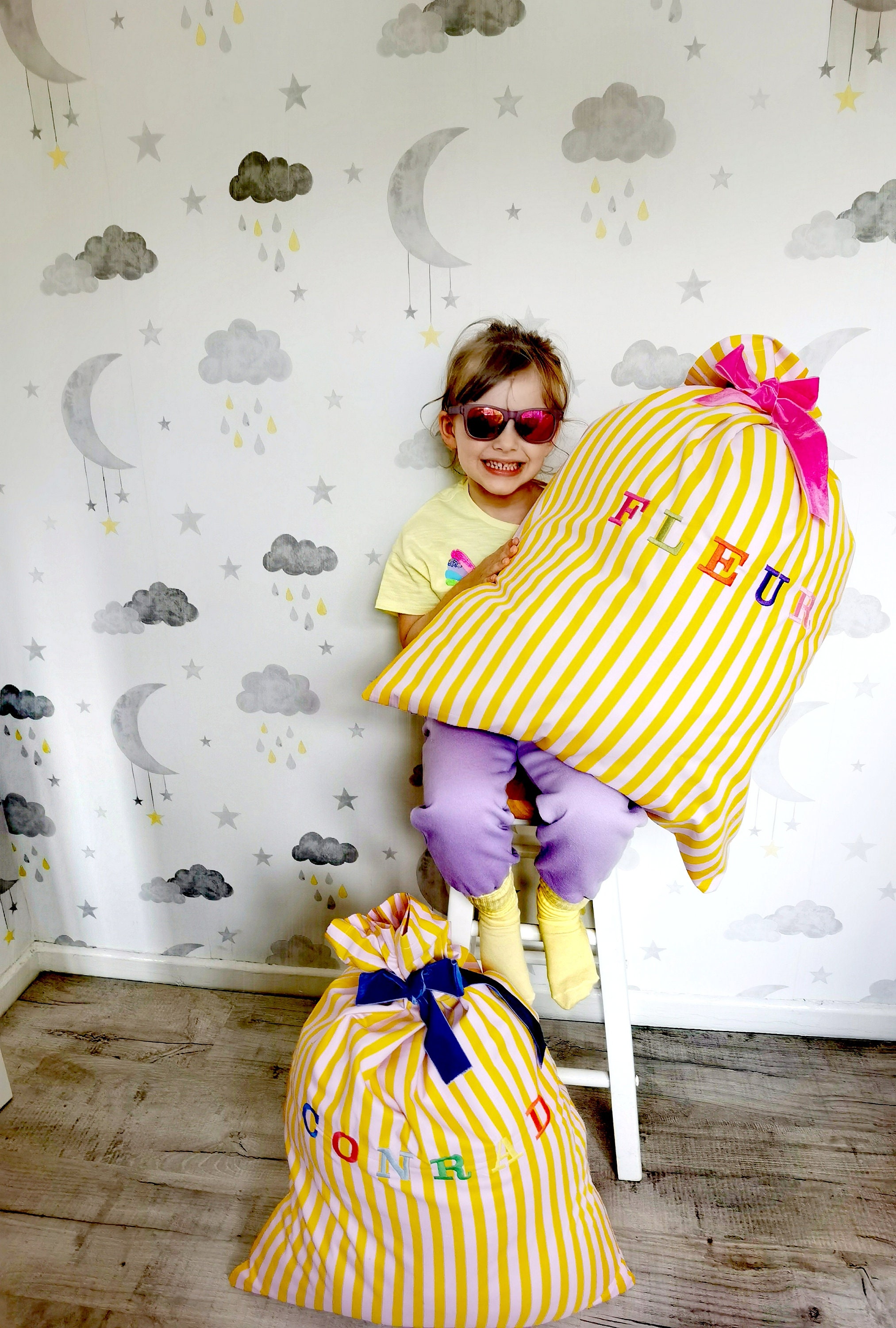 Luxury striped Christmas sack, personalised Santa sack, custom Christmas eve bag, reusable Santa sack, Christmas decor, Christmas wrap