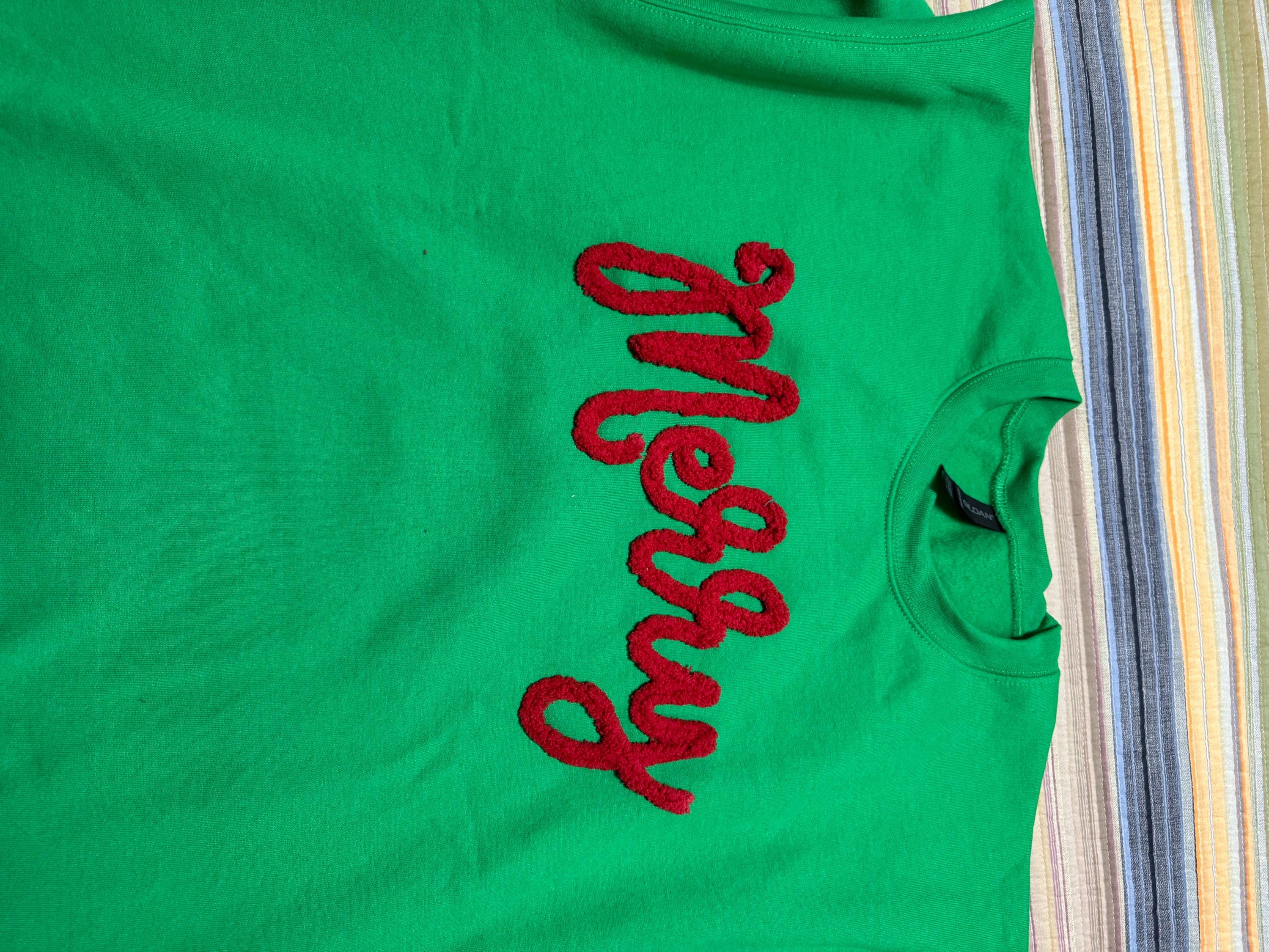 Merry Christmas Shirts, Chenille Letter Sweatshirt Cute Holiday Sweater for women, Fuzzy Letters Puffy Letters Winter Crewneck