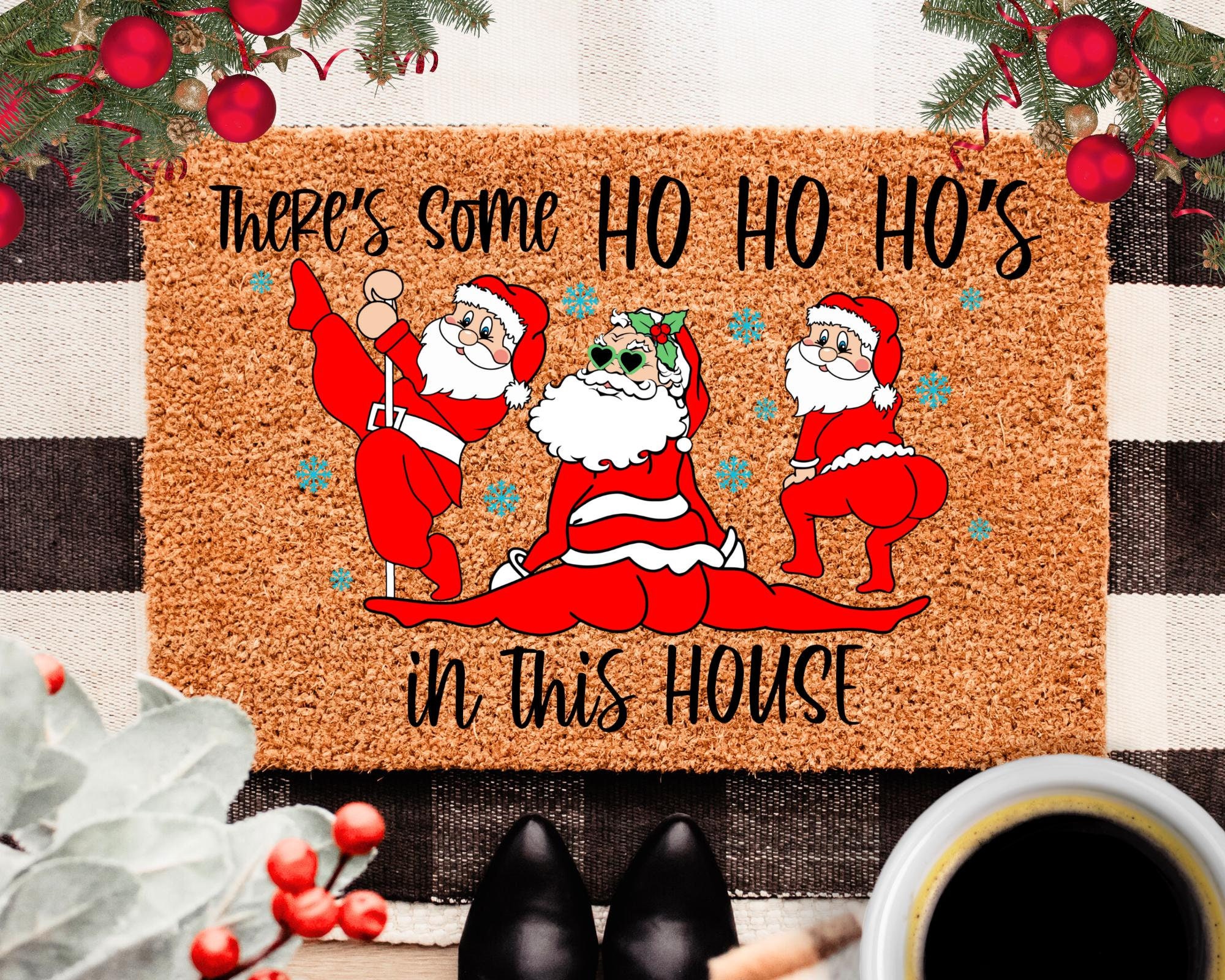 Funny Christmas Doormat, Funny Doormat, Christmas Door Mat, Funny Welcome Mat, There's Some Ho Ho Ho's in This House, Funny Door Mat, Santa