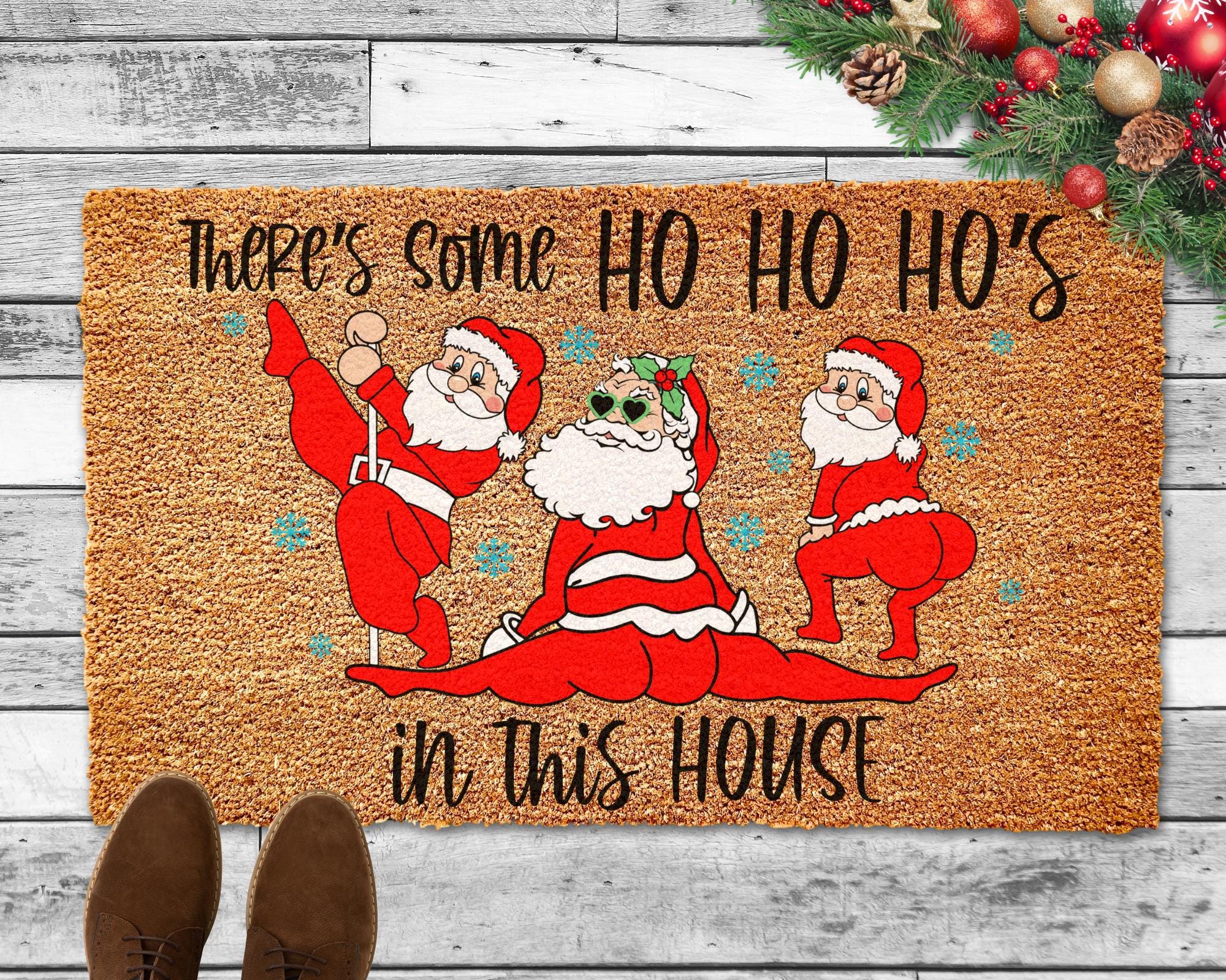 Funny Christmas Doormat, Funny Doormat, Christmas Door Mat, Funny Welcome Mat, There's Some Ho Ho Ho's in This House, Funny Door Mat, Santa
