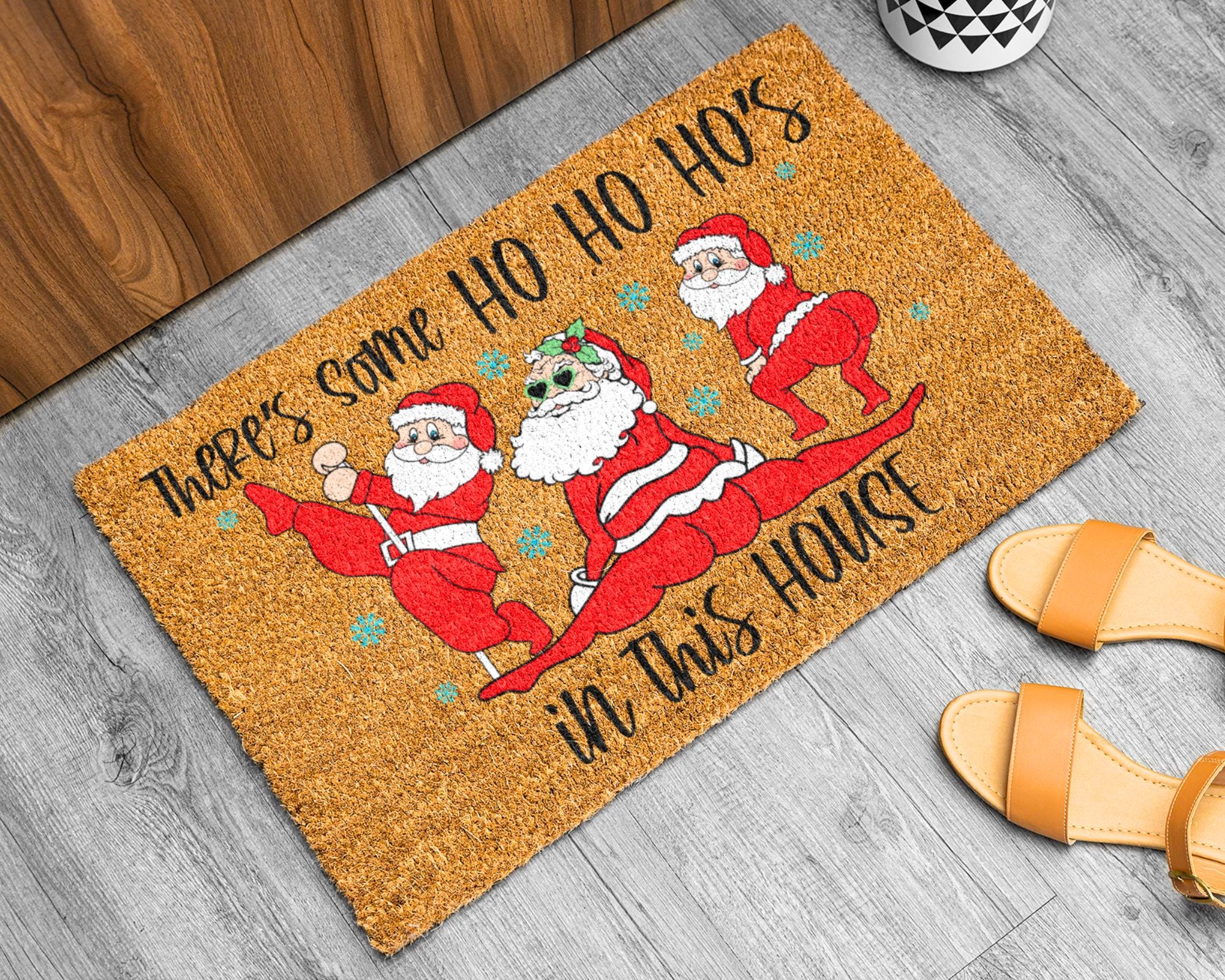 Funny Christmas Doormat, Funny Doormat, Christmas Door Mat, Funny Welcome Mat, There's Some Ho Ho Ho's in This House, Funny Door Mat, Santa