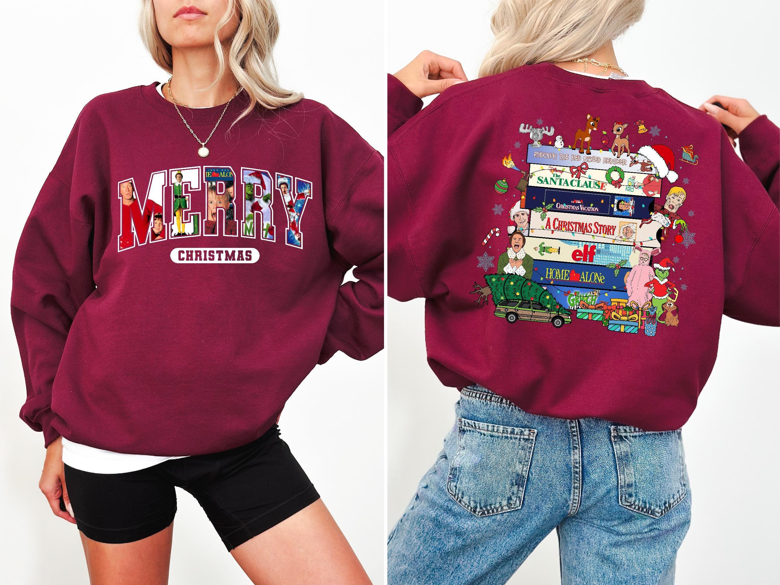 Merry Christmas 90s Movie Sweatshirt: Retro Holiday Pullover, Funny Festive Crewneck, Cozy Winter Top