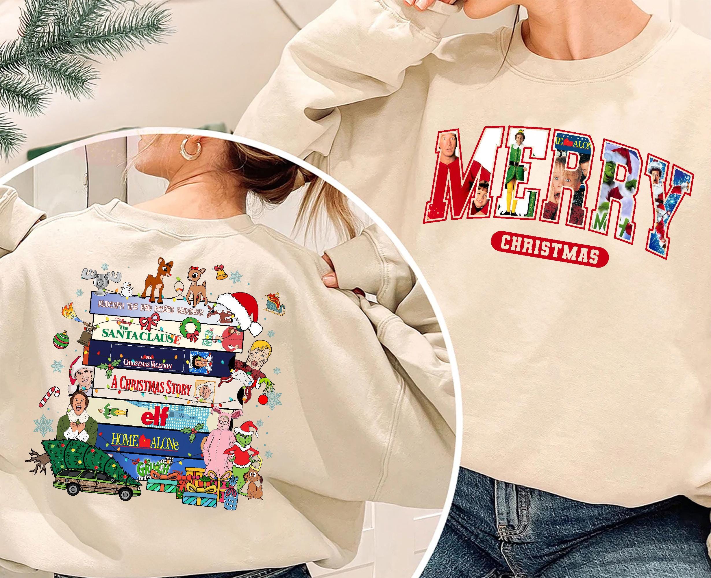Merry Christmas 90s Movie Sweatshirt: Retro Holiday Pullover, Funny Festive Crewneck, Cozy Winter Top