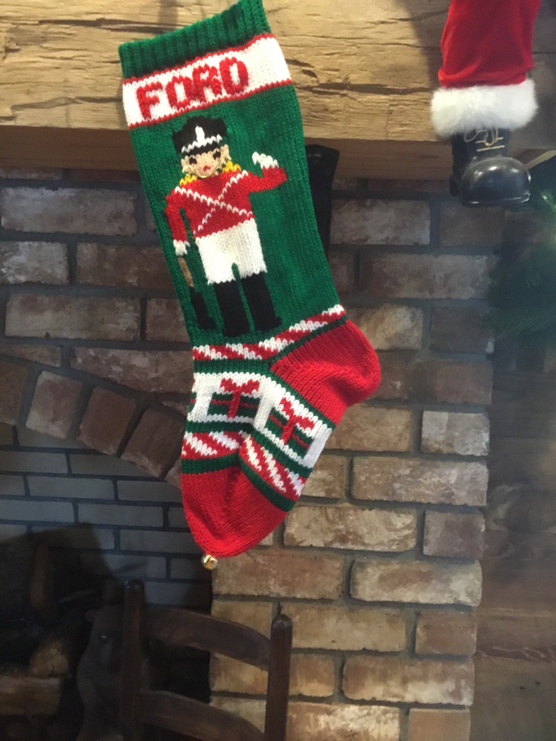 Hand Knit CHRISTMAS Stocking Snowman Moose Gingerbread Girl soldier