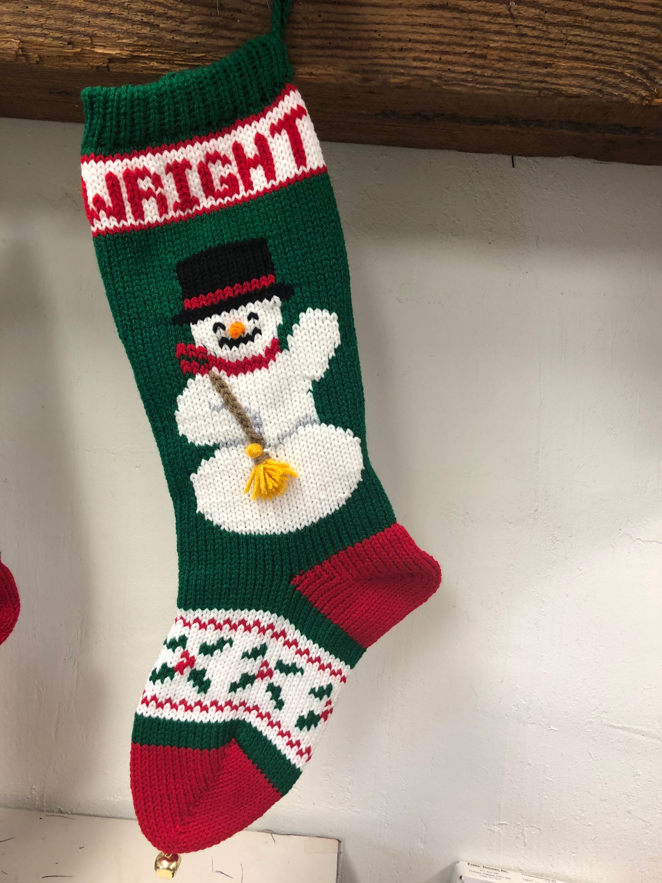 Hand Knit CHRISTMAS Stocking Snowman Moose Gingerbread Girl soldier