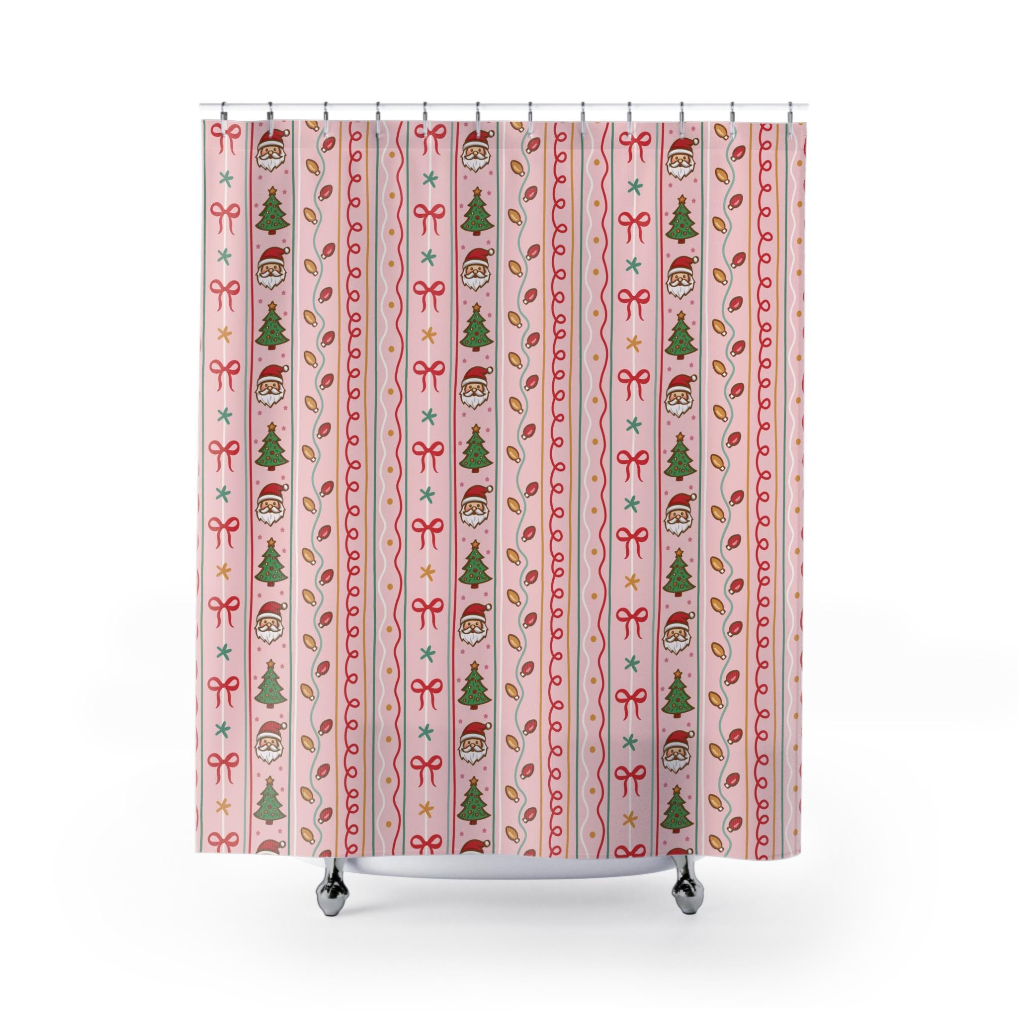 Holiday Shower Curtain - Merry Christmas Decor, Santa Design, Holiday Gift, Bathroom Decor, Seasonal Home Accessories