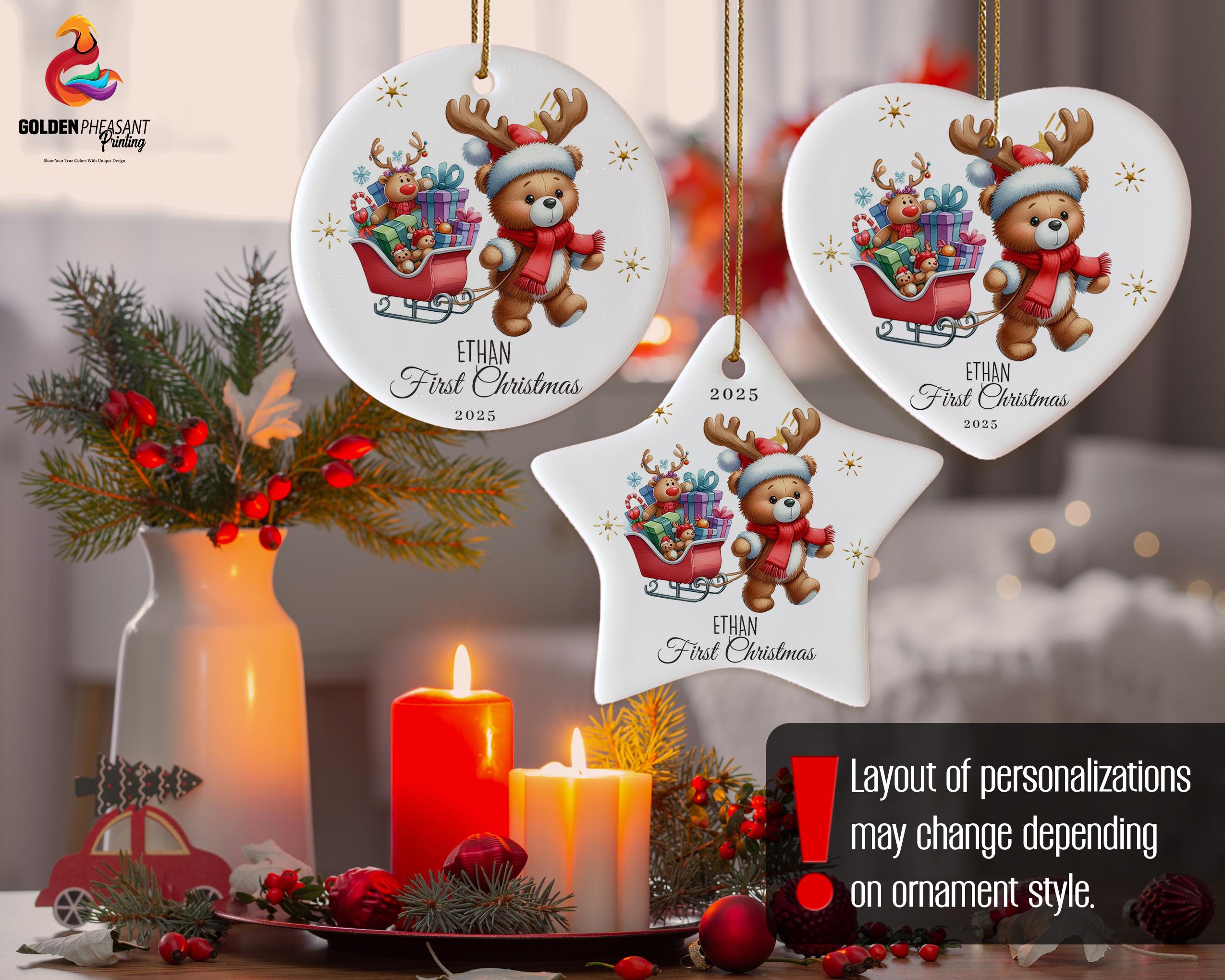 Personalized Name Funny Goose on the Loose Christmas Ceramic Ornament, Xmas Gift, Decoration Christmas Spirit Keepsake Gift, Goose Xmas Tree