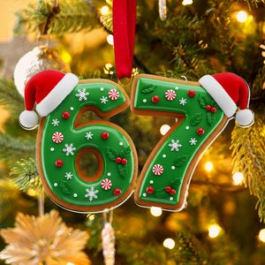 67 Meme Ornament, Acrylic Six Seven Ornament, Christmas Tree Hanging Decor, Gen Alpha Humor, Funny Grandkid Gift, Christmas Gift for Kids