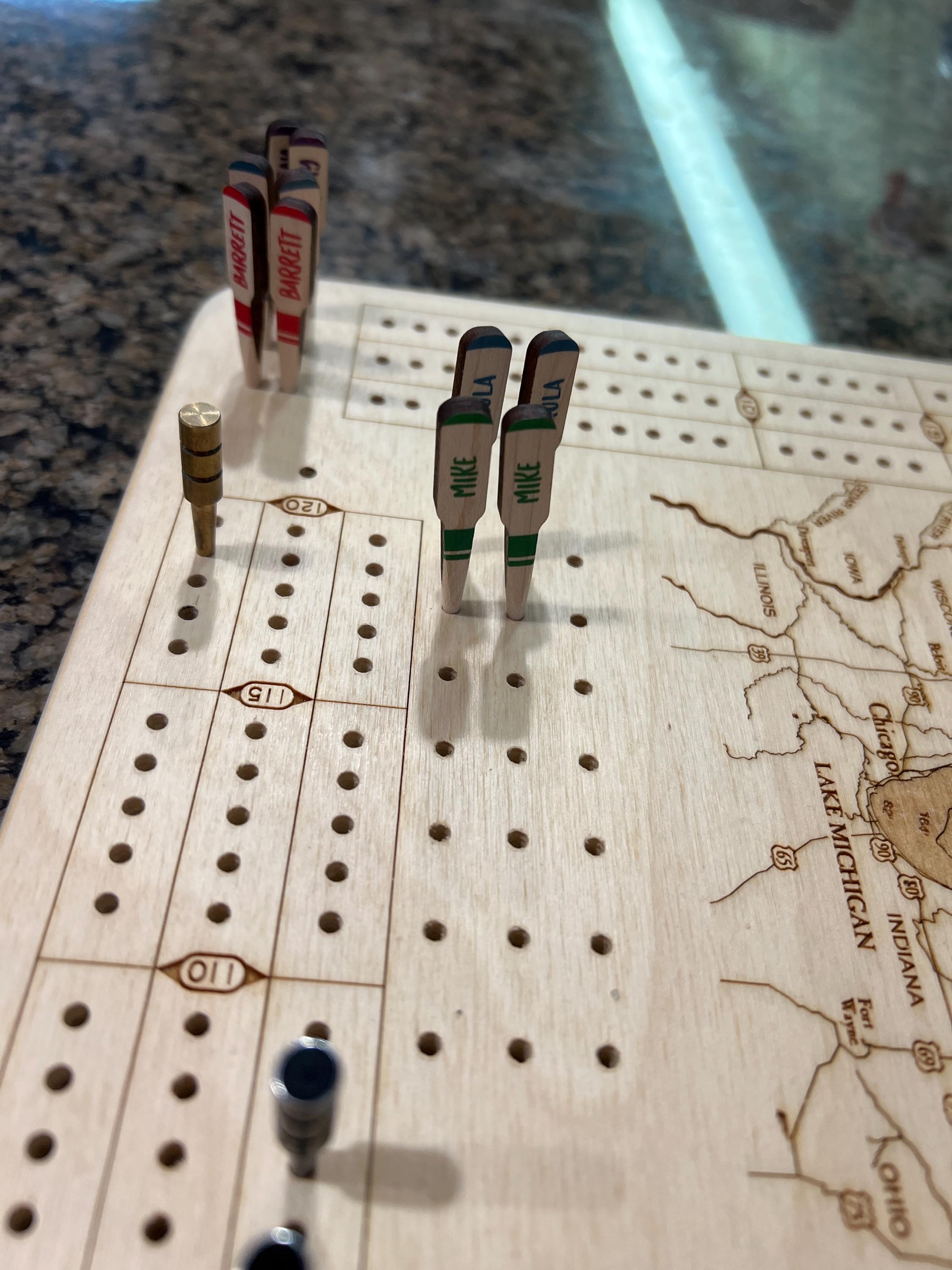 Colorful Text - Personalized Wooden Cribbage Pegs - Names on Both Sides of Pegs