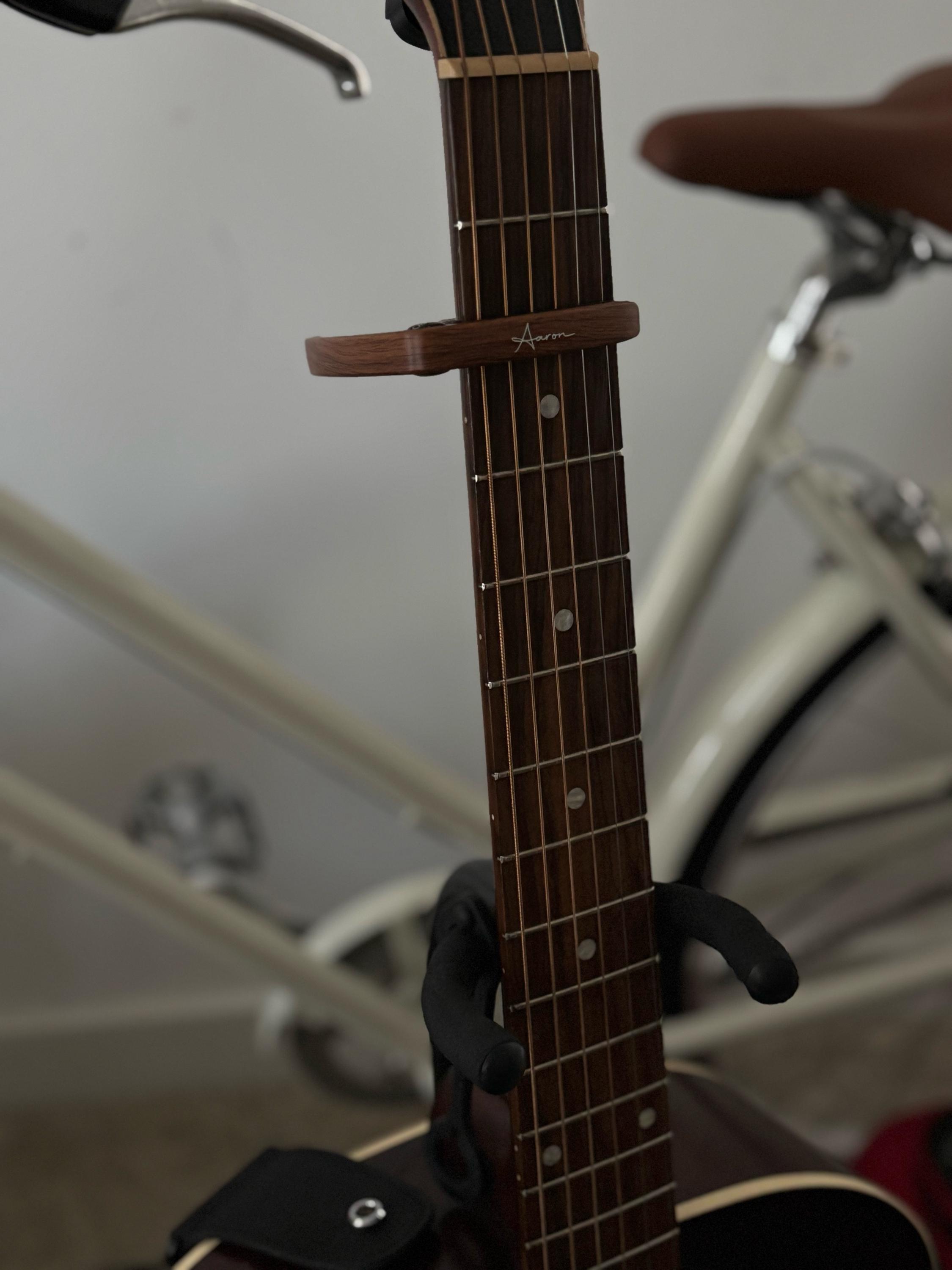 Personalized Metal Guitar Capo Engraved with Name - Music Gift for Dad Play Guitar Custom Capo with Wood Grain