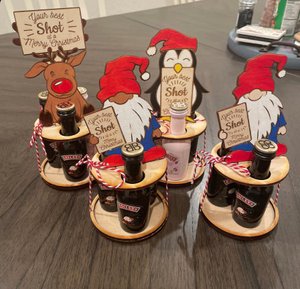 Christmas Mini Liquor  Bottle  Holder, Liquor Caddy Stocking Stuffer Gnome Penguin Reindeer white elephant
