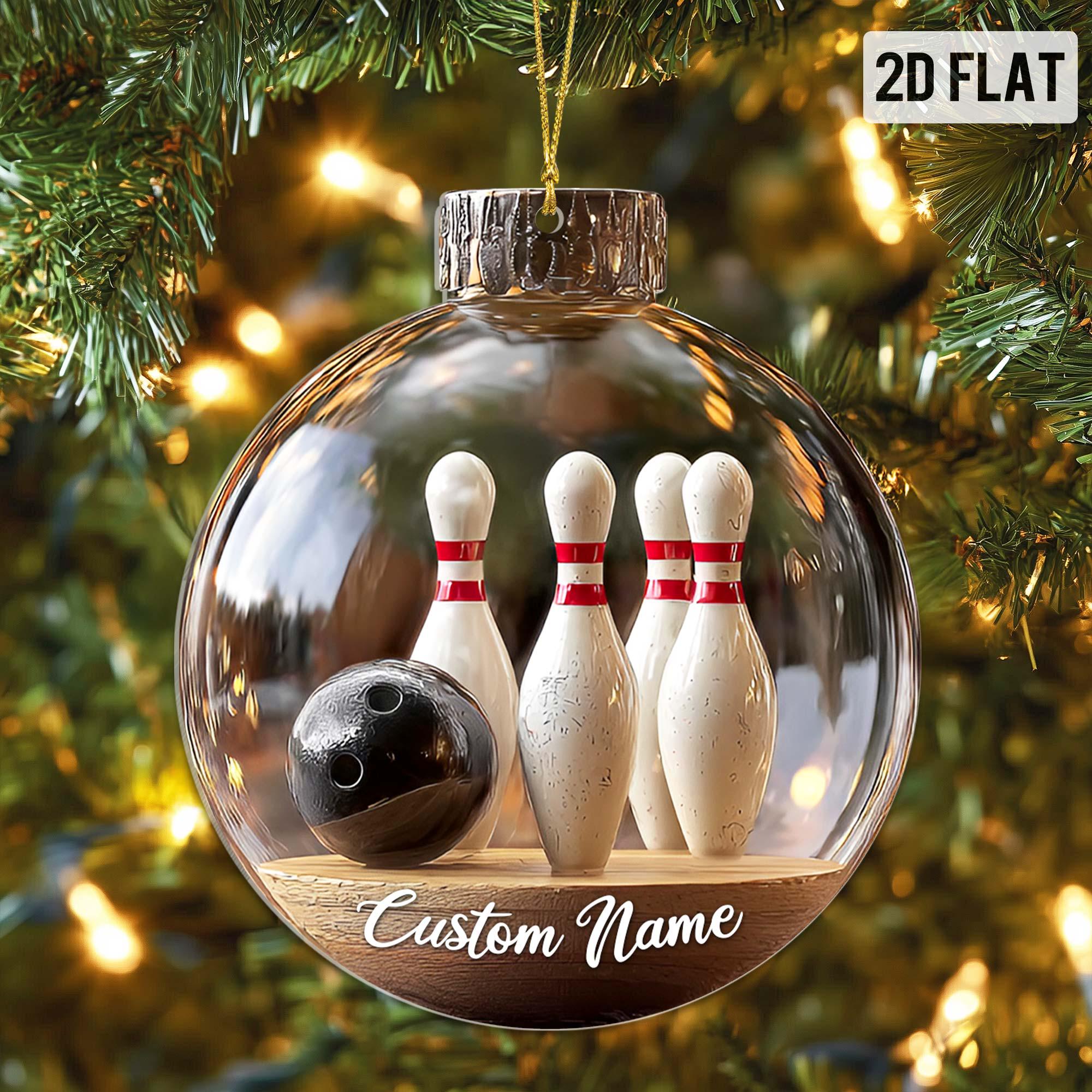 Custom 2D Flat Sports Ball Christmas Ornament Set – Custom Name Acrylic Ornament for Baseball, Tennis, Golf, Bowling, and Pickleball Players