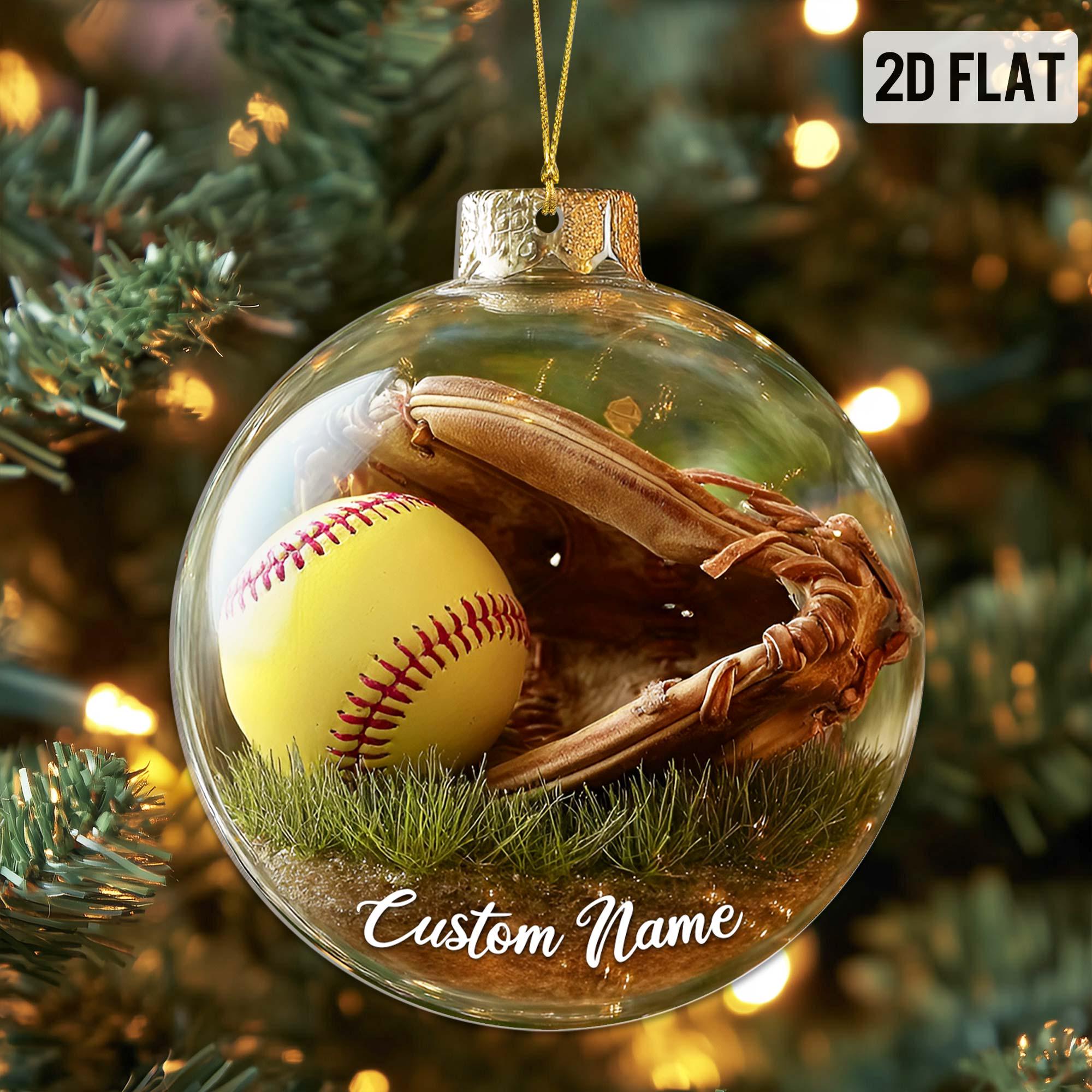 Custom 2D Flat Sports Ball Christmas Ornament Set – Custom Name Acrylic Ornament for Baseball, Tennis, Golf, Bowling, and Pickleball Players