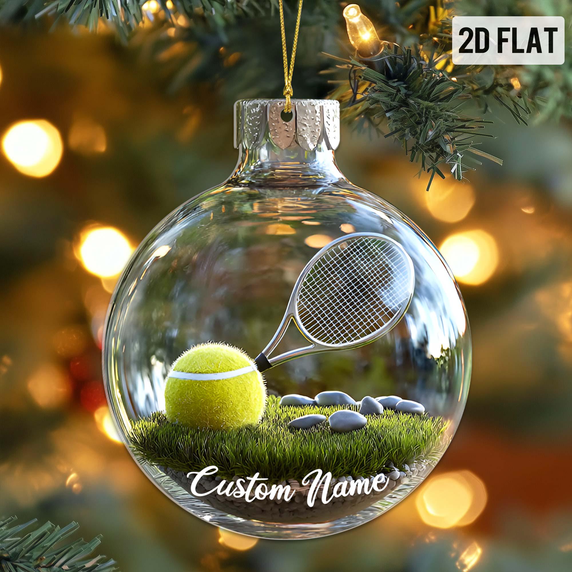Custom 2D Flat Sports Ball Christmas Ornament Set – Custom Name Acrylic Ornament for Baseball, Tennis, Golf, Bowling, and Pickleball Players