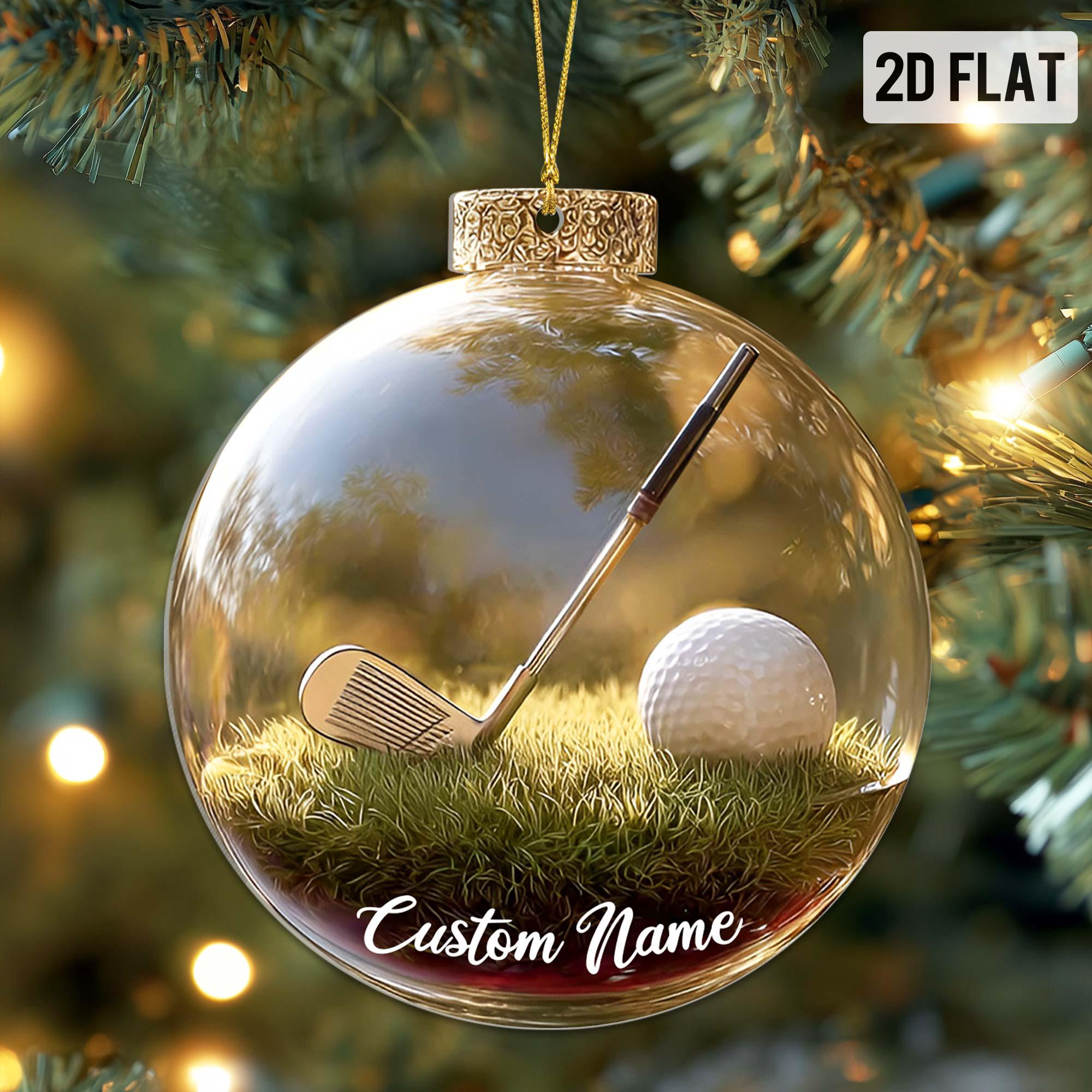 Custom 2D Flat Sports Ball Christmas Ornament Set – Custom Name Acrylic Ornament for Baseball, Tennis, Golf, Bowling, and Pickleball Players