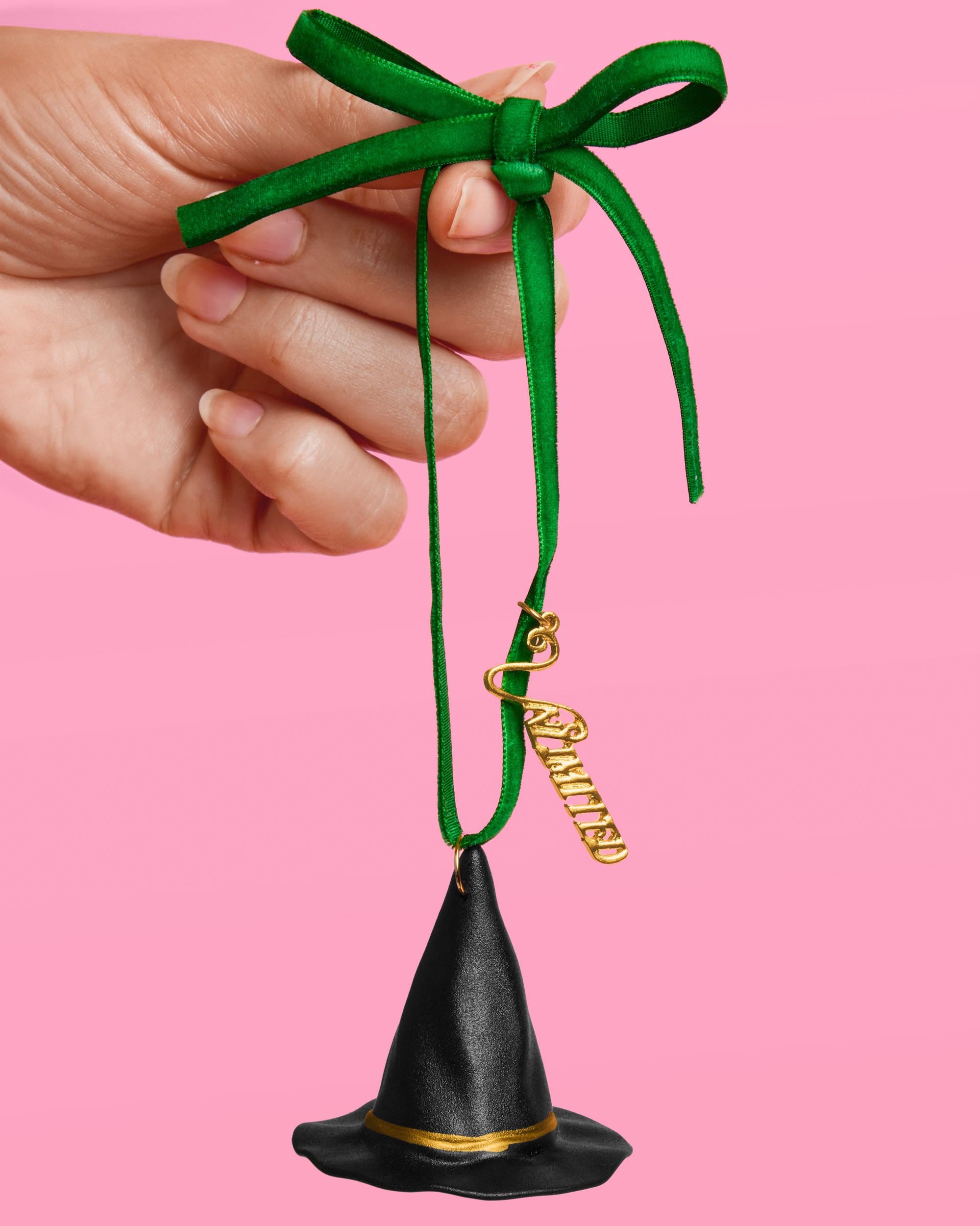 xo, Fetti Pink + Green Witch Ornament Set of 2  Christmas Tree Decorations Movie Holiday Party Cute Gift, Stocking Stuffer, Sparkle Shadow