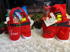 personalized Santa pants Christmas gift bag, custom Christmas Candy bag, Santa pants goodie bag, Santa pants stocking