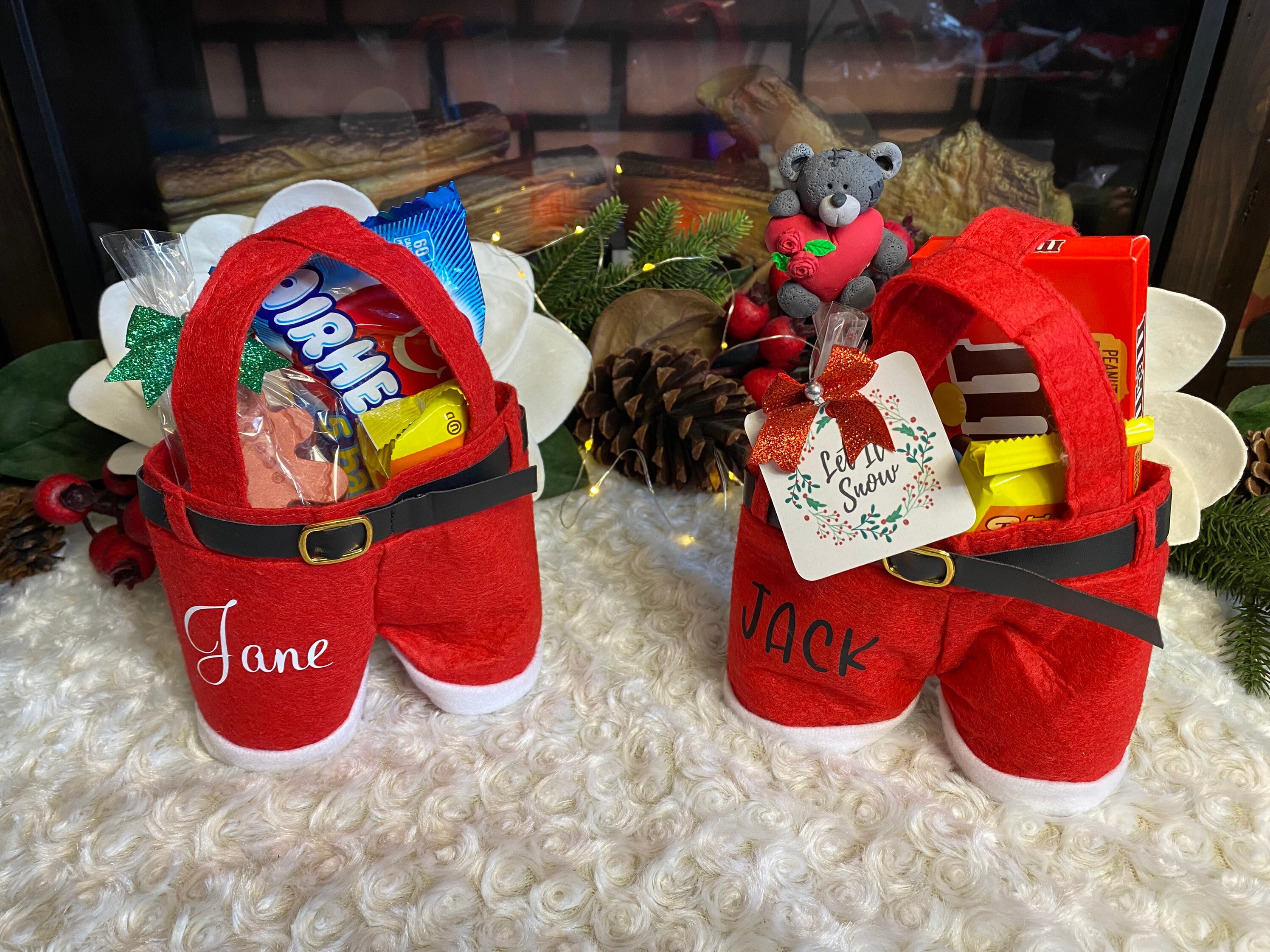 personalized Santa pants Christmas gift bag, custom Christmas Candy bag, Santa pants goodie bag, Santa pants stocking