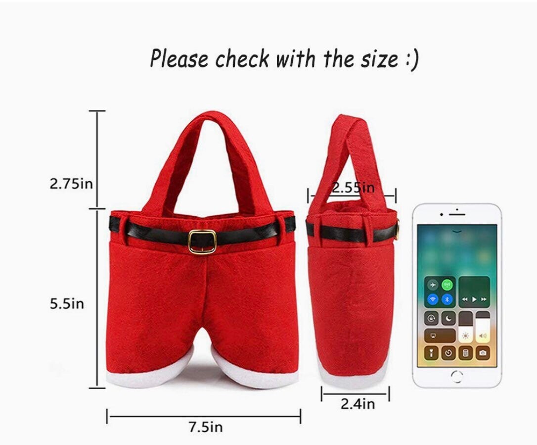 personalized Santa pants Christmas gift bag, custom Christmas Candy bag, Santa pants goodie bag, Santa pants stocking