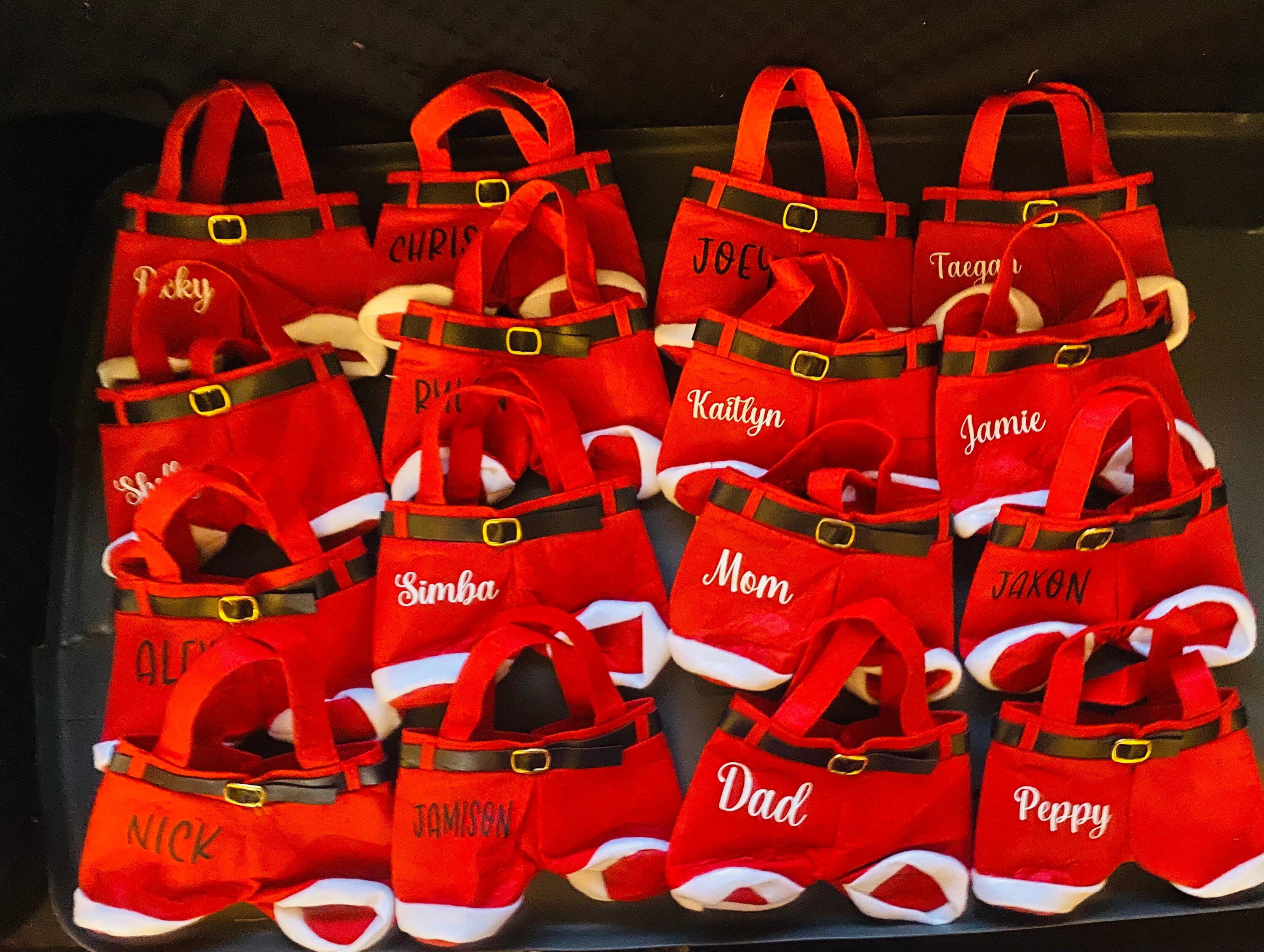 personalized Santa pants Christmas gift bag, custom Christmas Candy bag, Santa pants goodie bag, Santa pants stocking