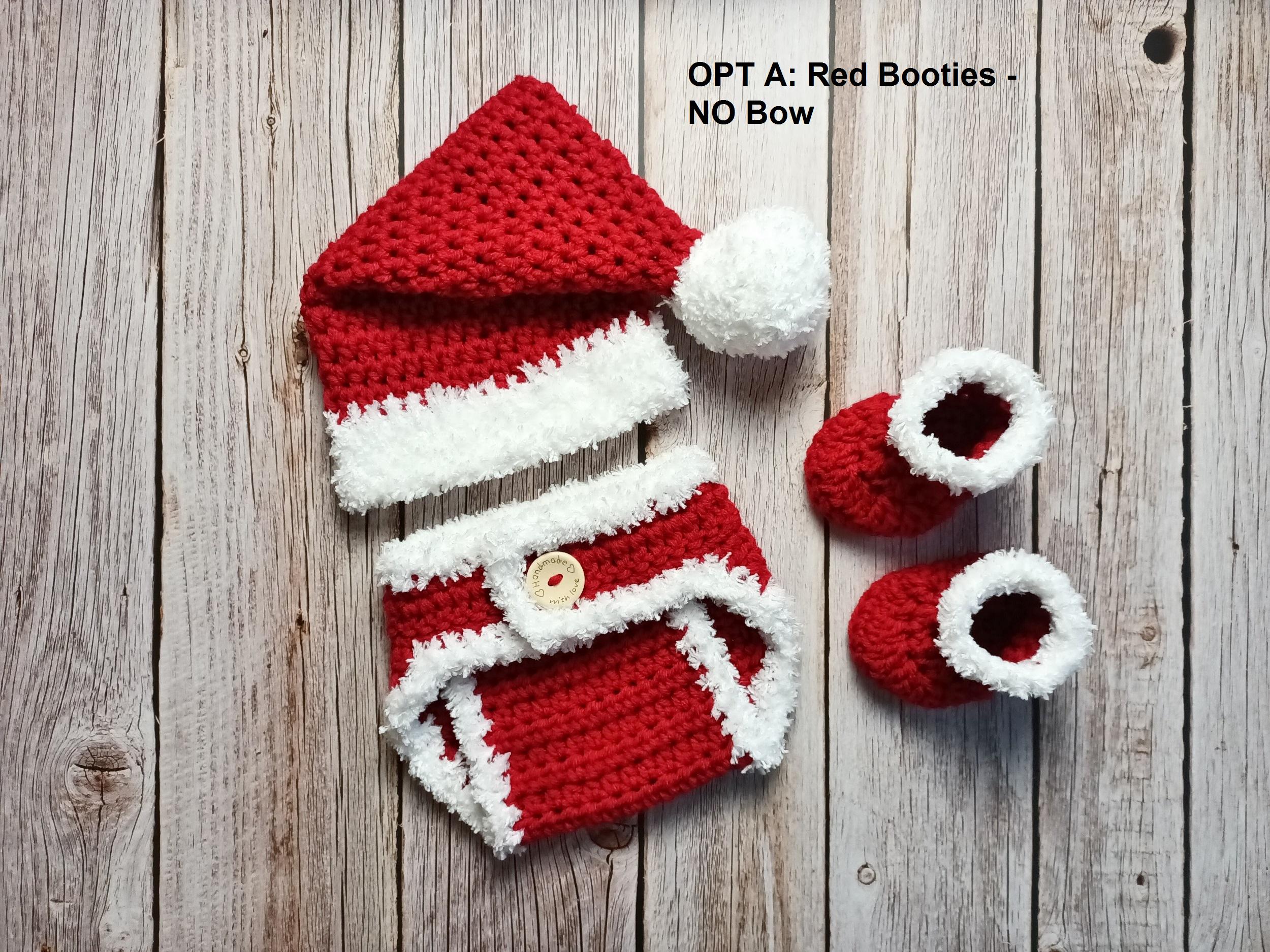 Baby Santa Outfit - Crochet Santa Hat and Diaper Cover - Baby Santa Set - Crochet Santa Outfit- First Christmas Outfit - Newborn Santa Set
