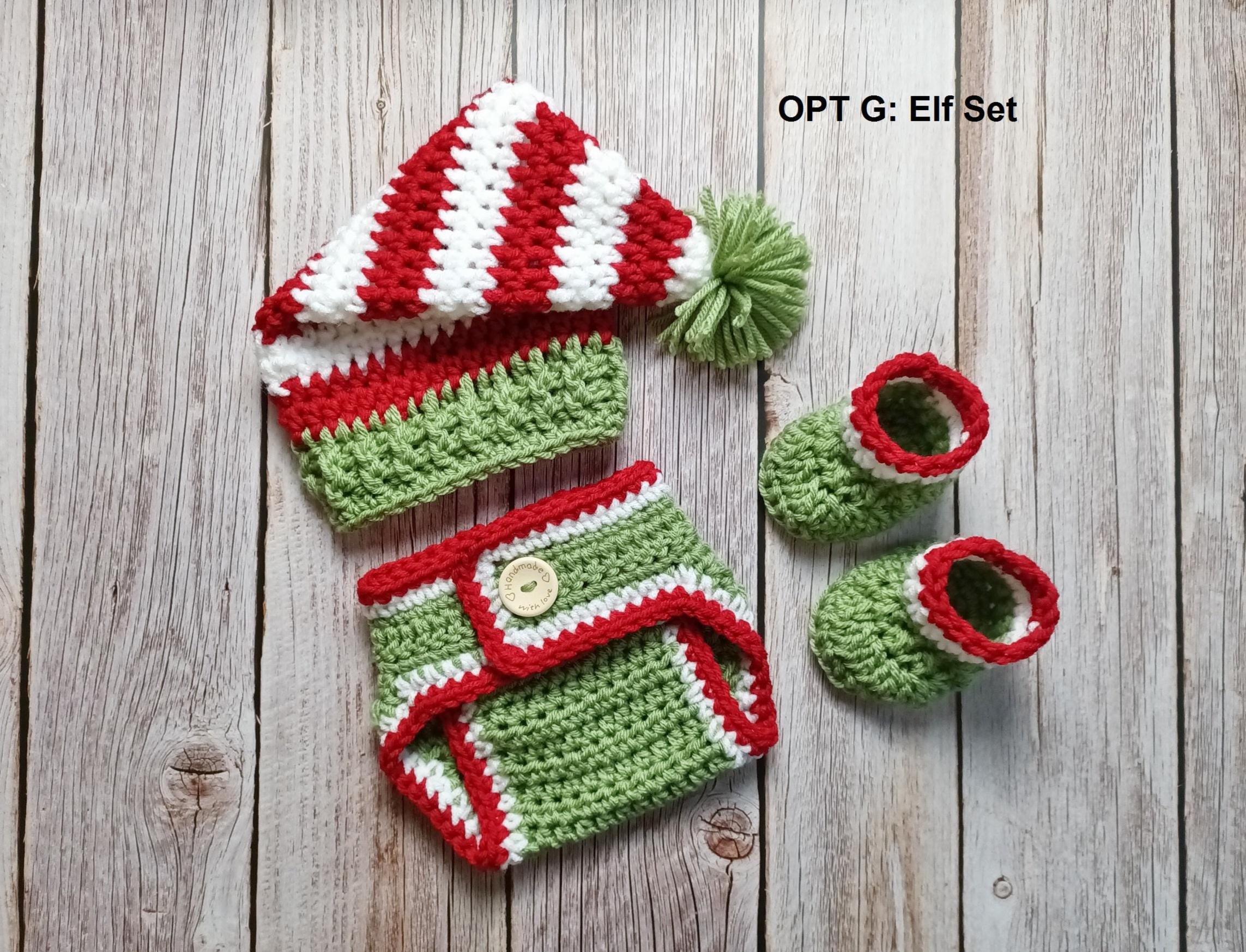 Baby Santa Outfit - Crochet Santa Hat and Diaper Cover - Baby Santa Set - Crochet Santa Outfit- First Christmas Outfit - Newborn Santa Set