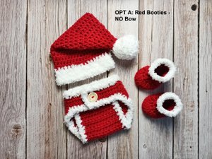 Baby Santa Outfit - Crochet Santa Hat and Diaper Cover - Baby Santa Set - Crochet Santa Outfit- First Christmas Outfit - Newborn Santa Set