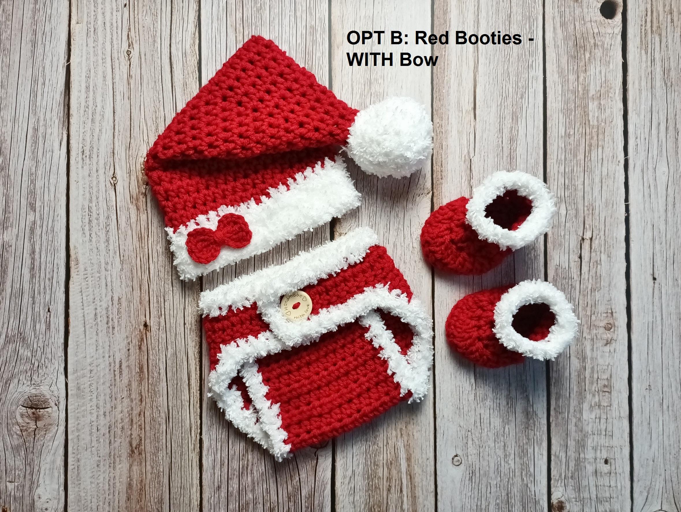Baby Santa Outfit - Crochet Santa Hat and Diaper Cover - Baby Santa Set - Crochet Santa Outfit- First Christmas Outfit - Newborn Santa Set