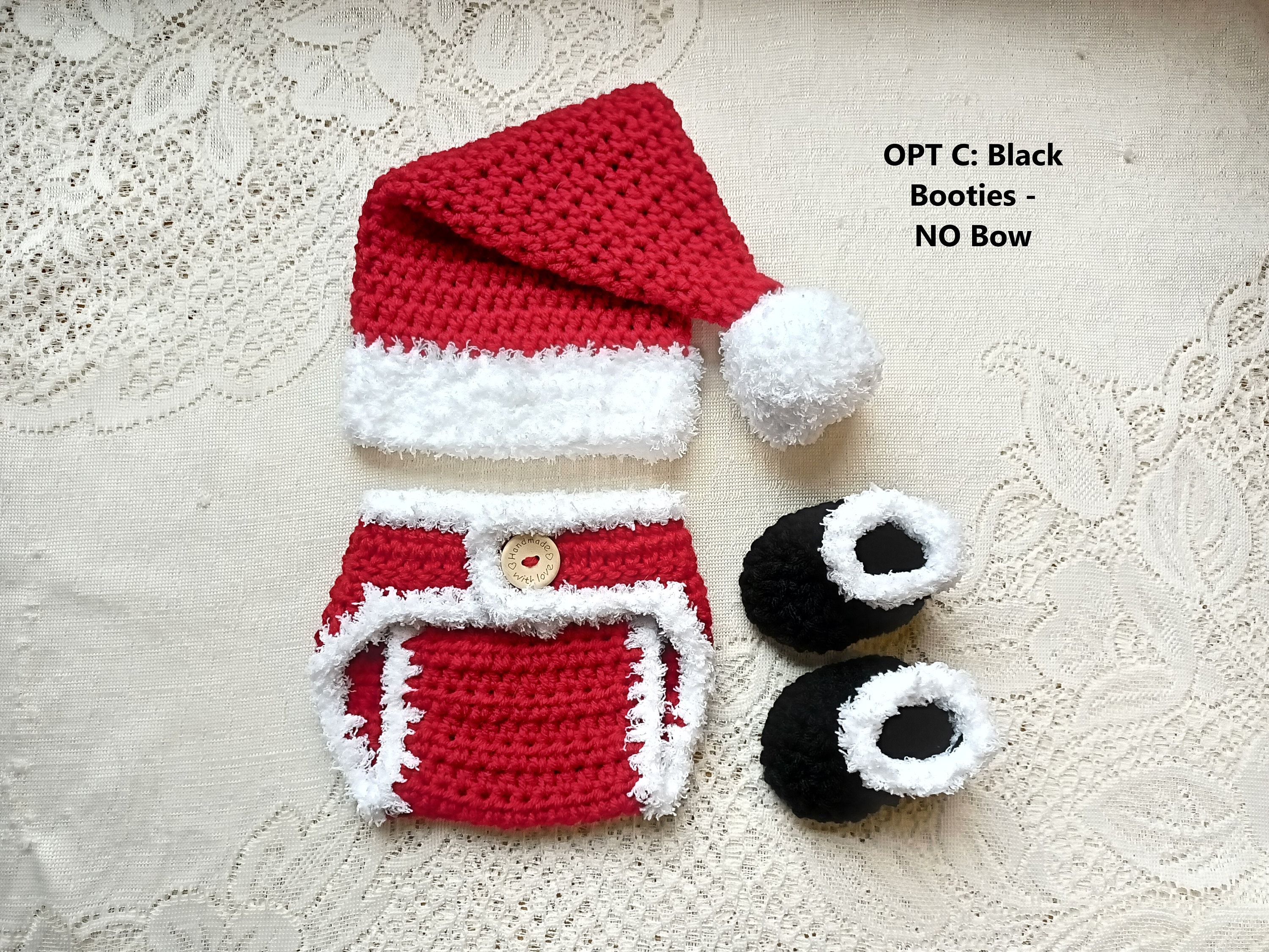 Baby Santa Outfit - Crochet Santa Hat and Diaper Cover - Baby Santa Set - Crochet Santa Outfit- First Christmas Outfit - Newborn Santa Set