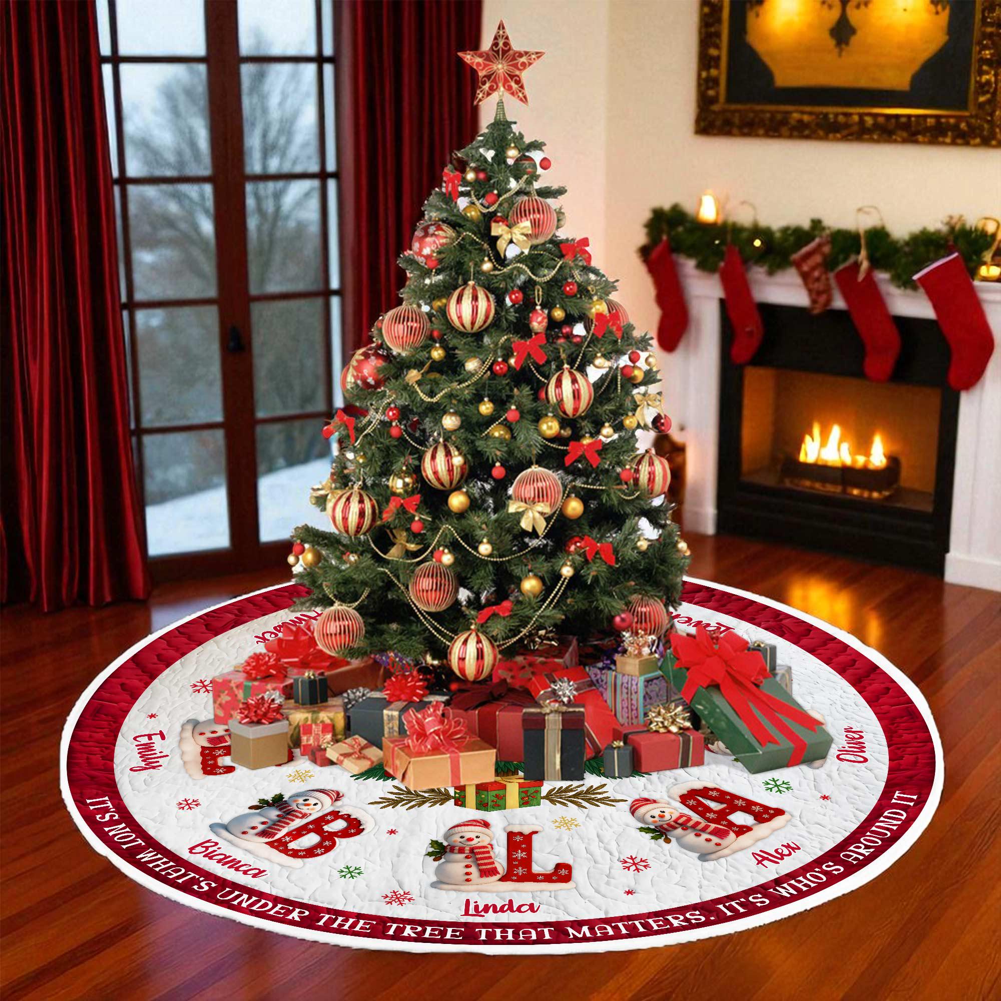 Personalized Christmas Tree Skirt, Custom Name Family Christmas Tree Skirts, House Warming Gift, Christmas Home Decor, Christmas Decorations