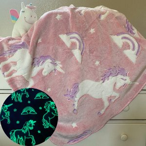 Pink Glow in the Dark Unicorn Blanket