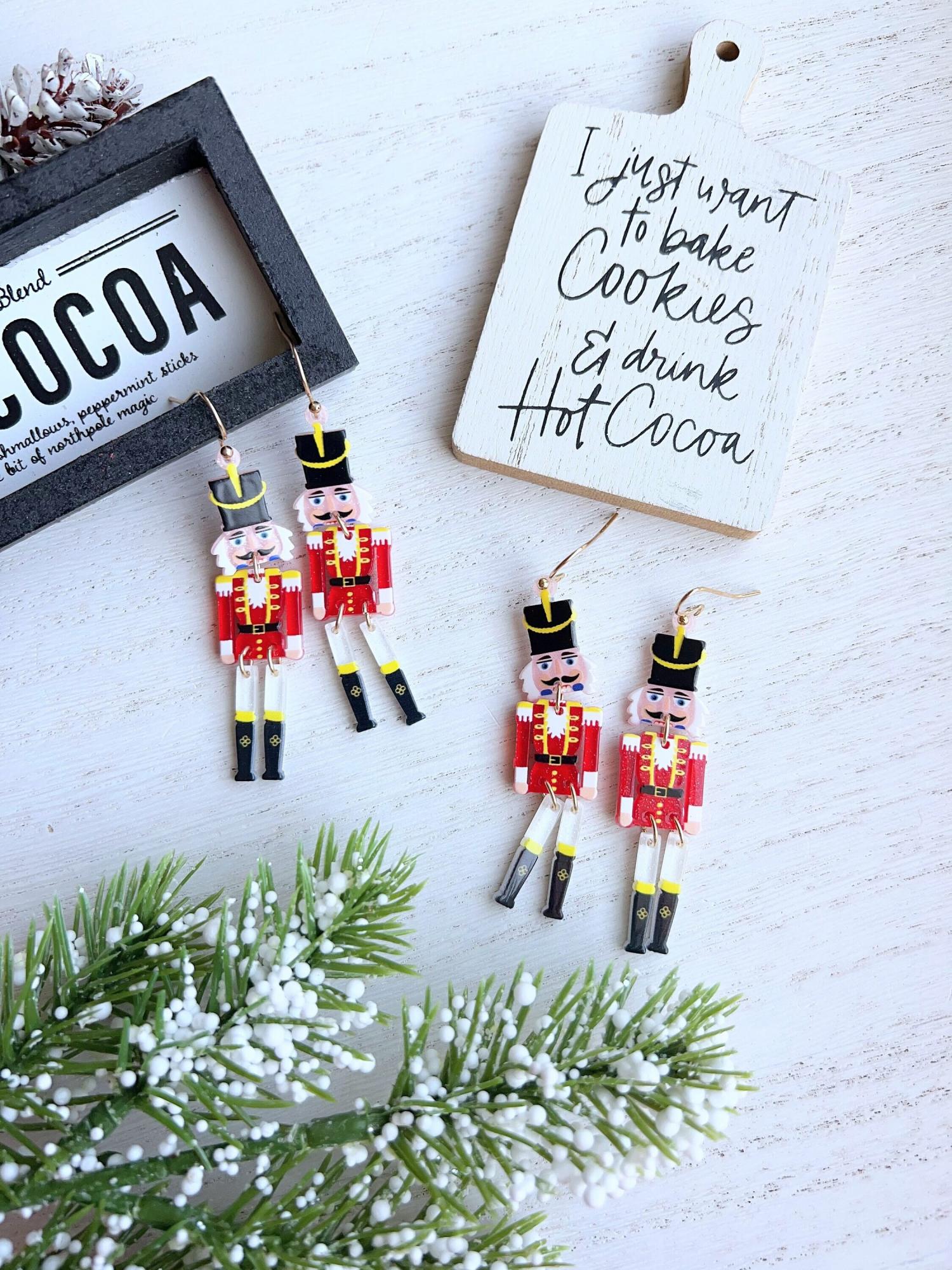 Cute Nutcracker Christmas Earrings | Kawaii Holiday Nutcracker Dangle Earrings | Xmas Gifts | Holiday Earrings Women | Stocking Stuffer