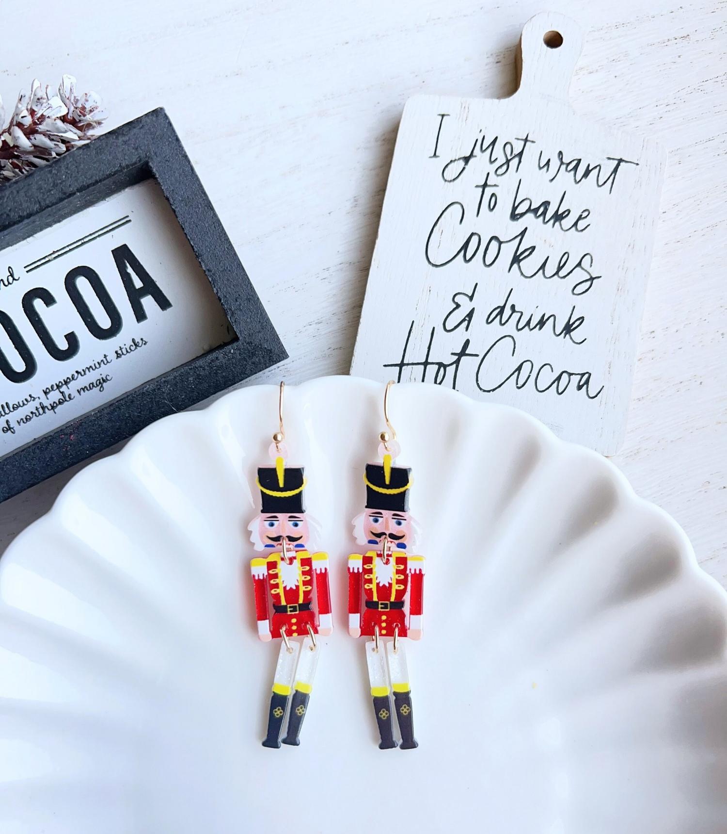 Cute Nutcracker Christmas Earrings | Kawaii Holiday Nutcracker Dangle Earrings | Xmas Gifts | Holiday Earrings Women | Stocking Stuffer