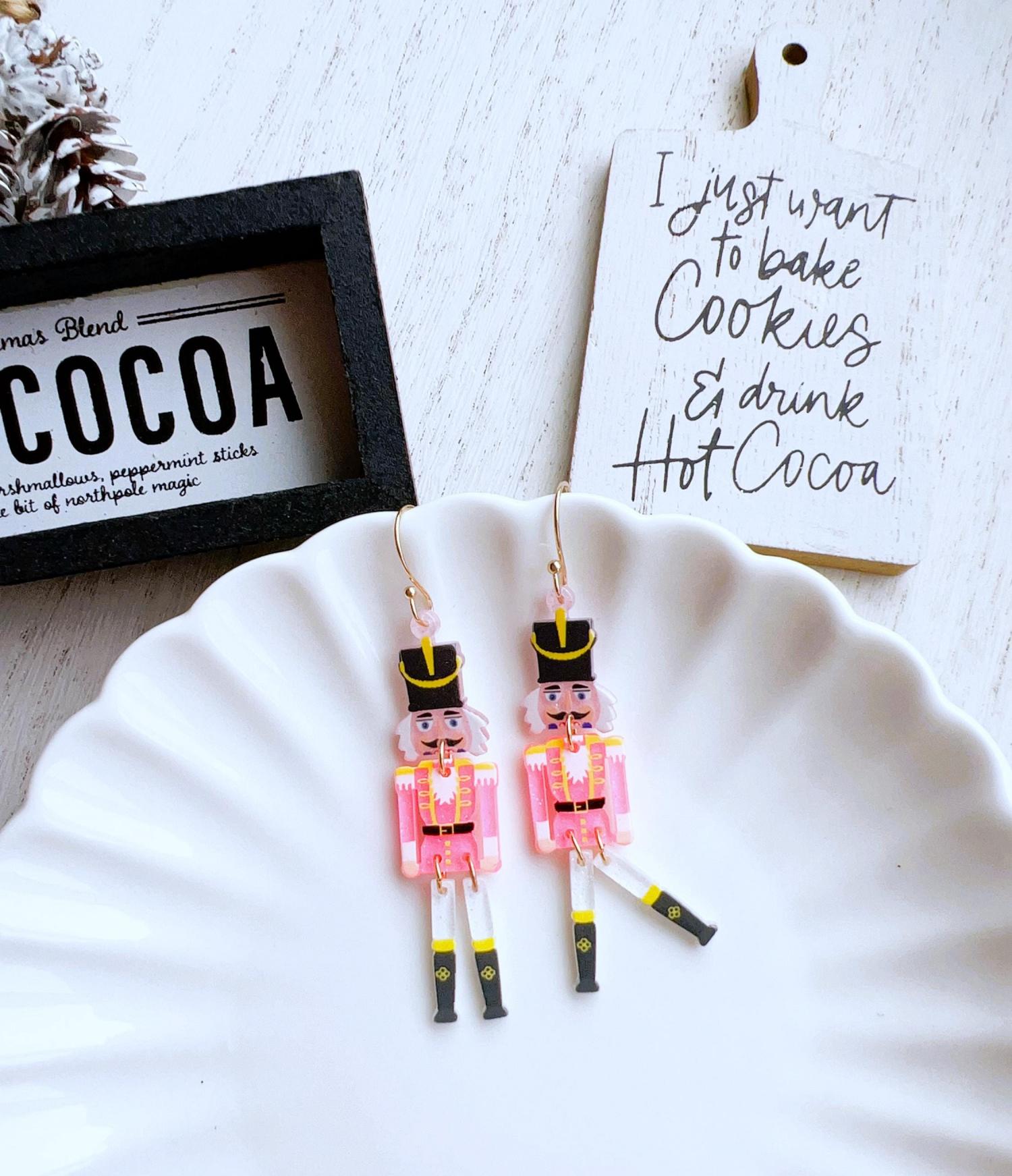 Cute Nutcracker Christmas Earrings | Kawaii Holiday Nutcracker Dangle Earrings | Xmas Gifts | Holiday Earrings Women | Stocking Stuffer