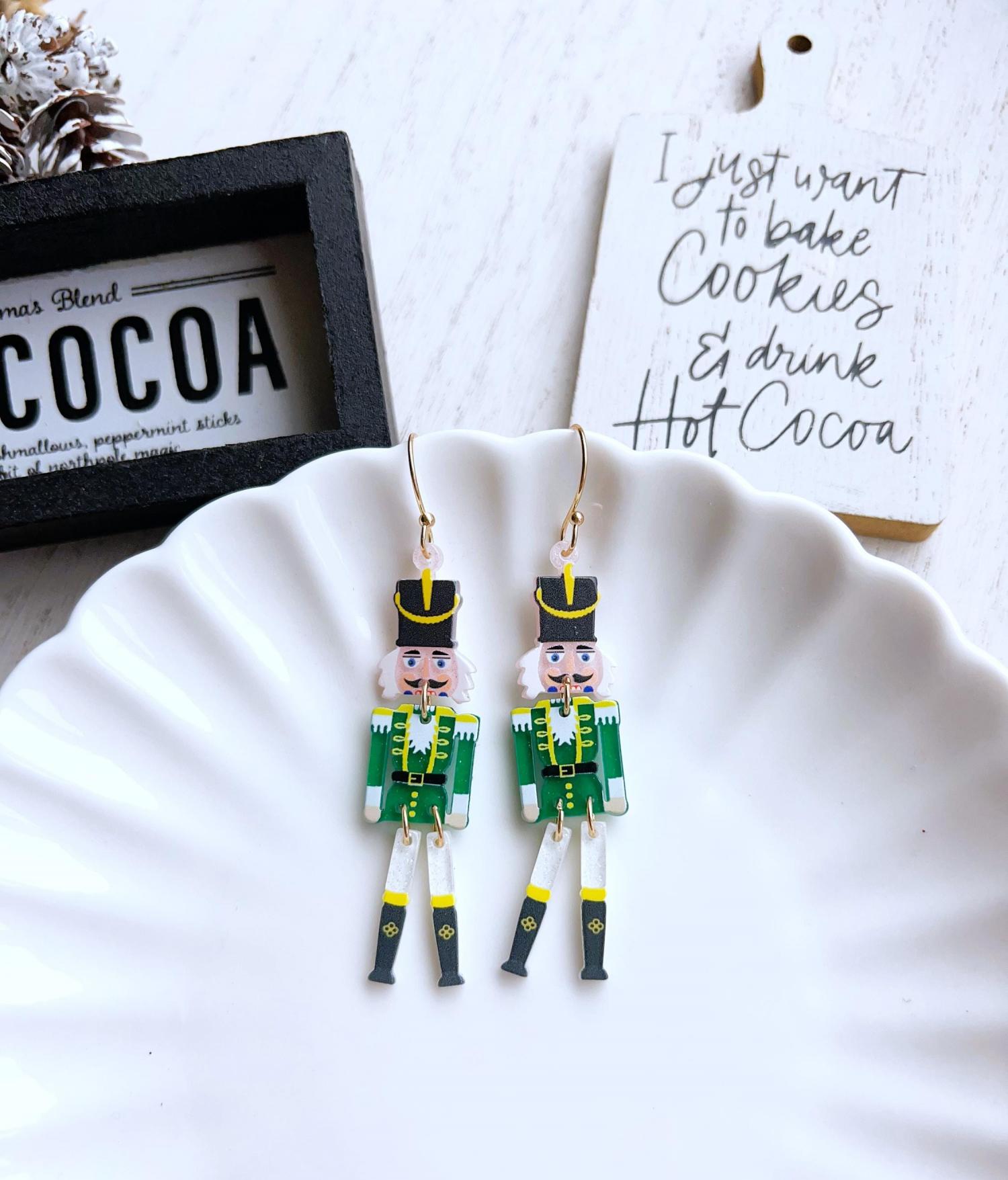 Cute Nutcracker Christmas Earrings | Kawaii Holiday Nutcracker Dangle Earrings | Xmas Gifts | Holiday Earrings Women | Stocking Stuffer