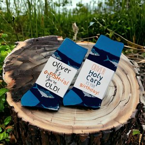 Personalized Fishing Socks, Custom Fisherman Gift