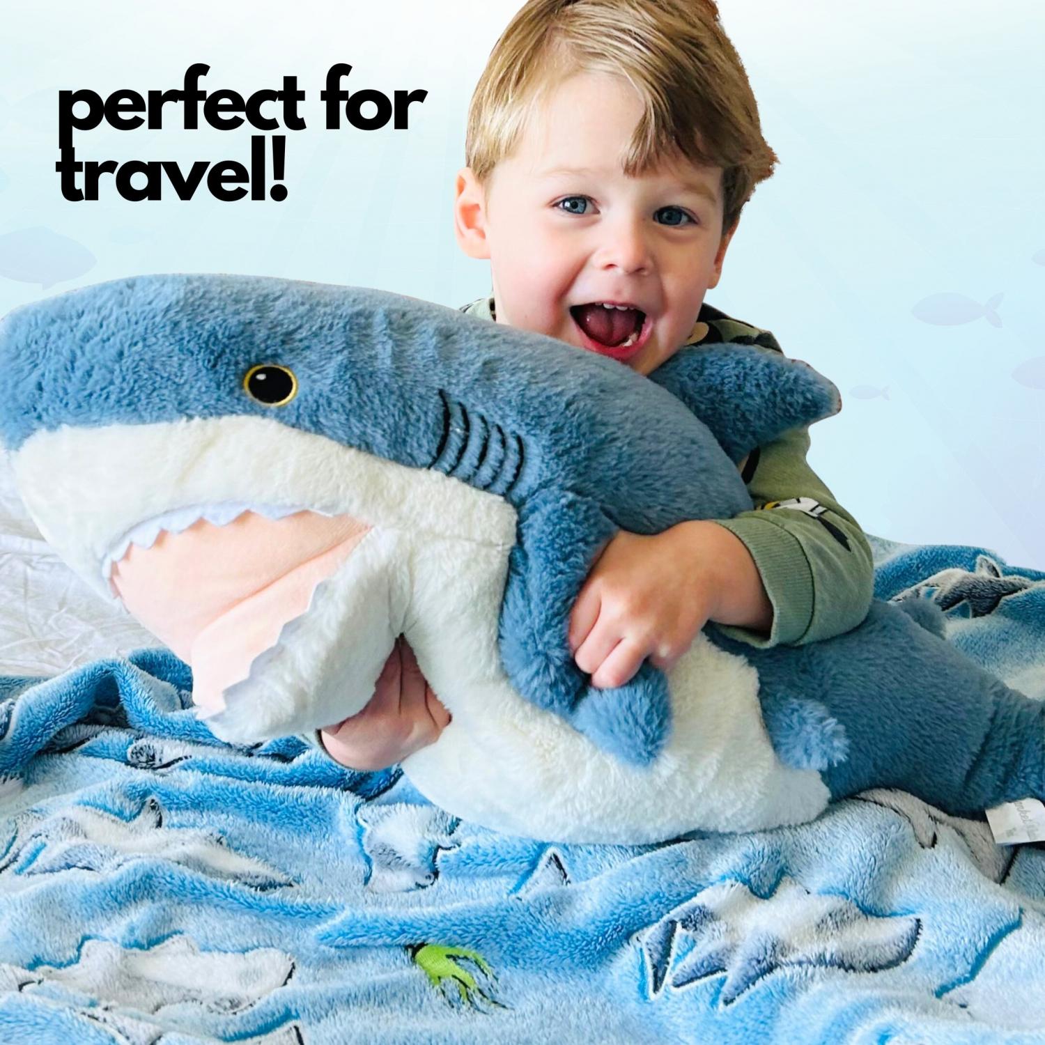 Shark Stuffed Animal with Blanket Inside: 3-in-1 Pillow, Blanket, and Friend - 29" Shark Plush with 60"x40" Glow-in-The-Dark Shark Blanket!