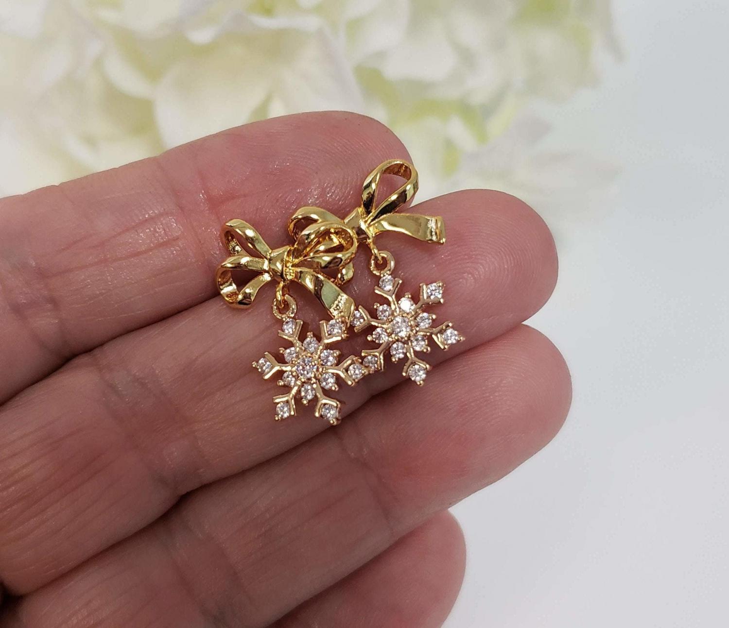 Snowflake Bow Earrings: Holiday Sterling Silver Earrings