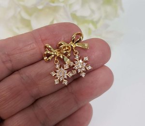 Snowflake Bow Earrings: Holiday Sterling Silver Earrings