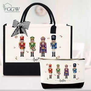 Custom Name Nutcracker Tote Bag, Christmas Nutcracker Tote Bag, Ballet Dancer Gift, Christmas Gift Bag, Vacation Tote Bag, Nutcracker Gifts