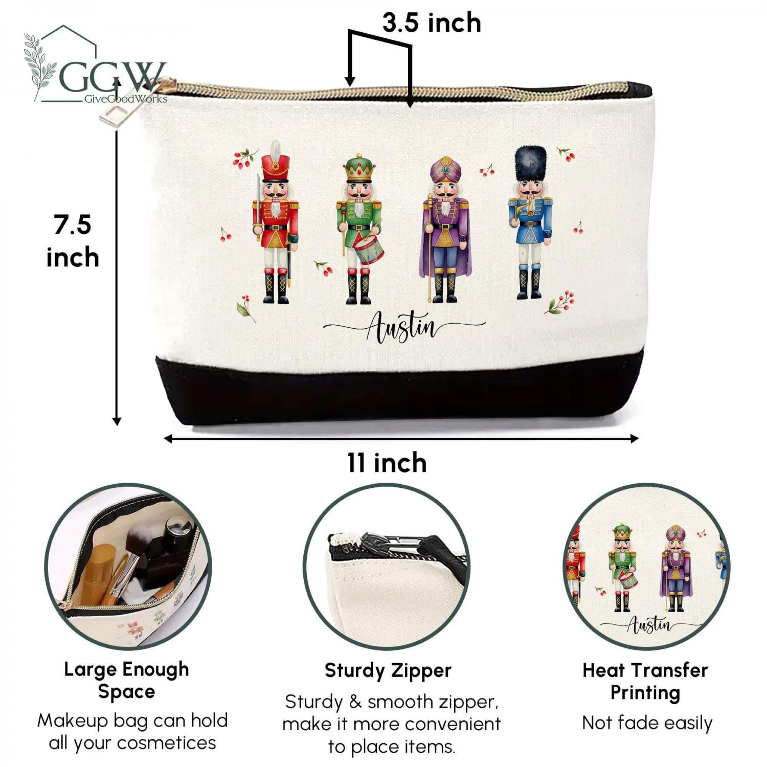 Custom Name Nutcracker Tote Bag, Christmas Nutcracker Tote Bag, Ballet Dancer Gift, Christmas Gift Bag, Vacation Tote Bag, Nutcracker Gifts