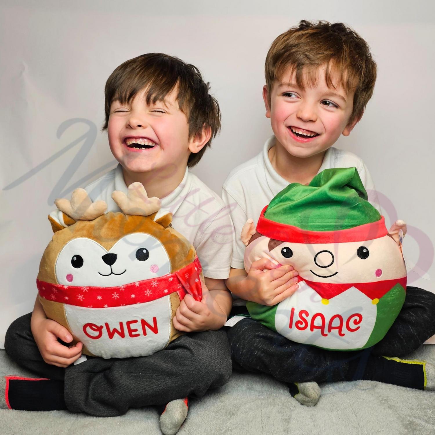 Personalised Reindeer Very First Christmas Squidgy. Custom Festive Xmas Plush. Squishy Mumbles Reindeer Cuddle Teddy. 1st Christmas Keepsake