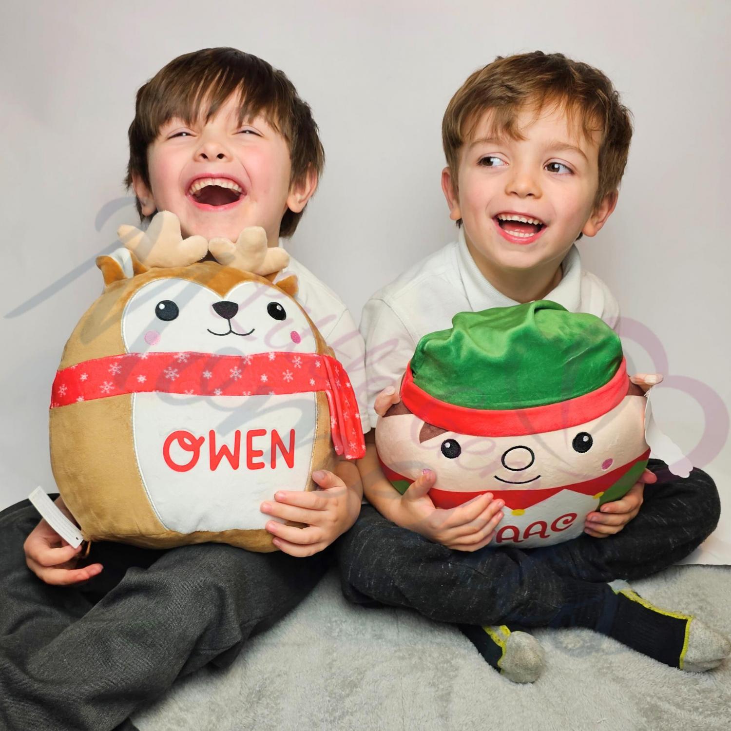 Personalised Reindeer Very First Christmas Squidgy. Custom Festive Xmas Plush. Squishy Mumbles Reindeer Cuddle Teddy. 1st Christmas Keepsake