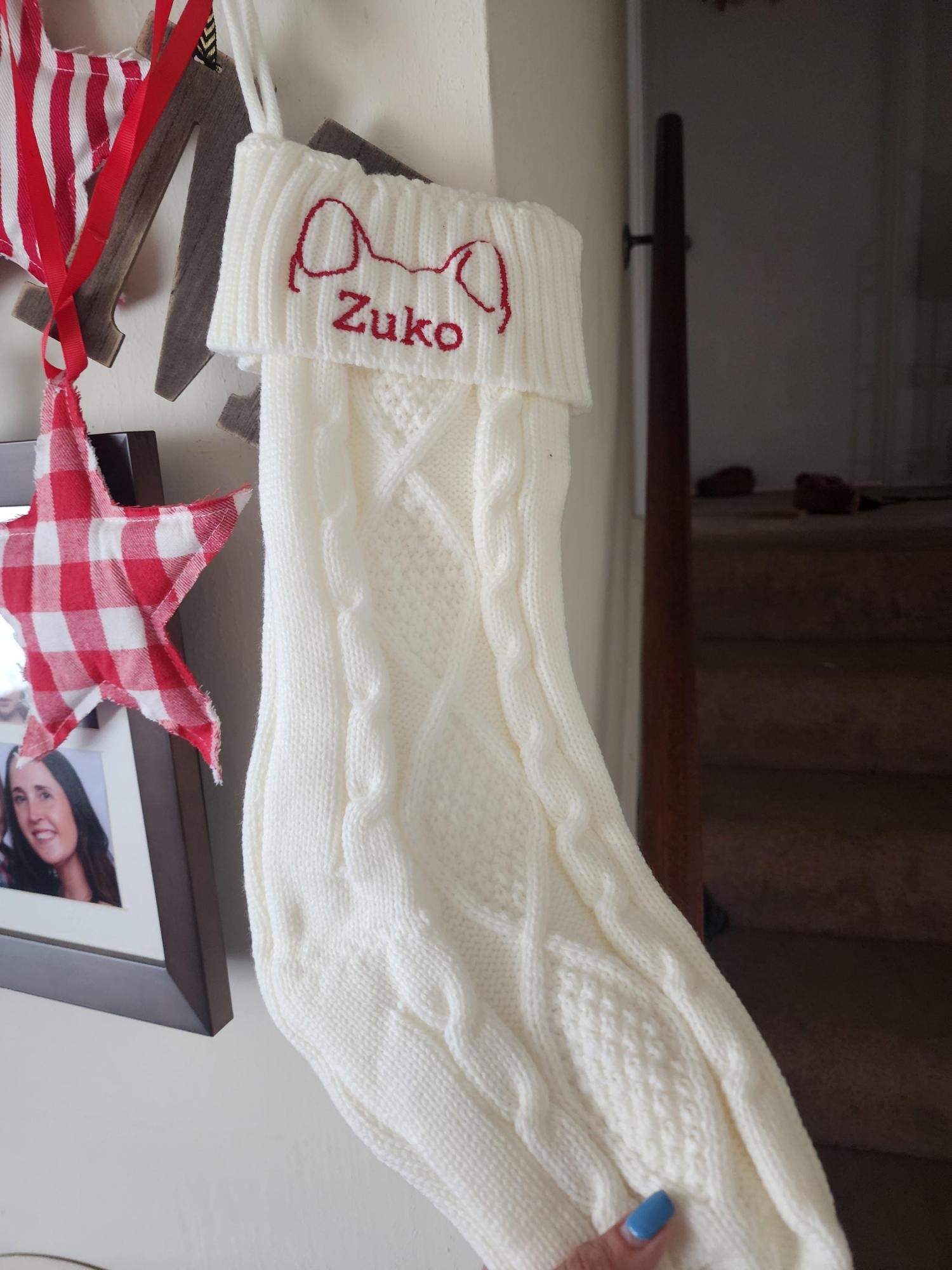 Embroidered Christmas Stockings for Dog Lovers, Personalized Dog Ears Cat Ears Stockings, Holiday Decorations, Christmas Gift for Mom