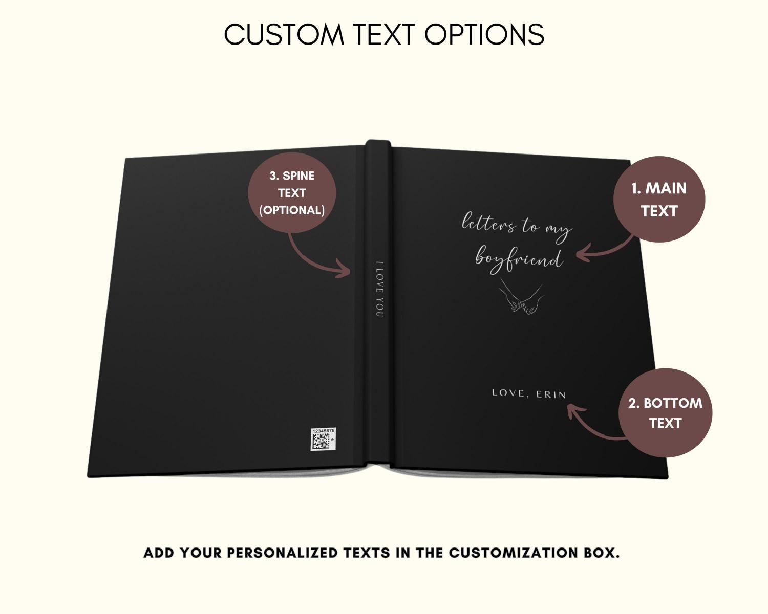 Letters To My Boyfriend Custom Notebook, Dear Boyfriend, Personalized Name Journal Gift From Girlfriend, Custom Dating Anniversary Gifts