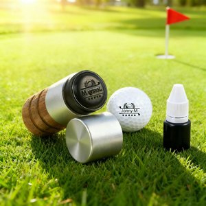 Personalized Golf Ball Stamp • Custom Name Marker with Ball & Ink • Friendship Man Gift