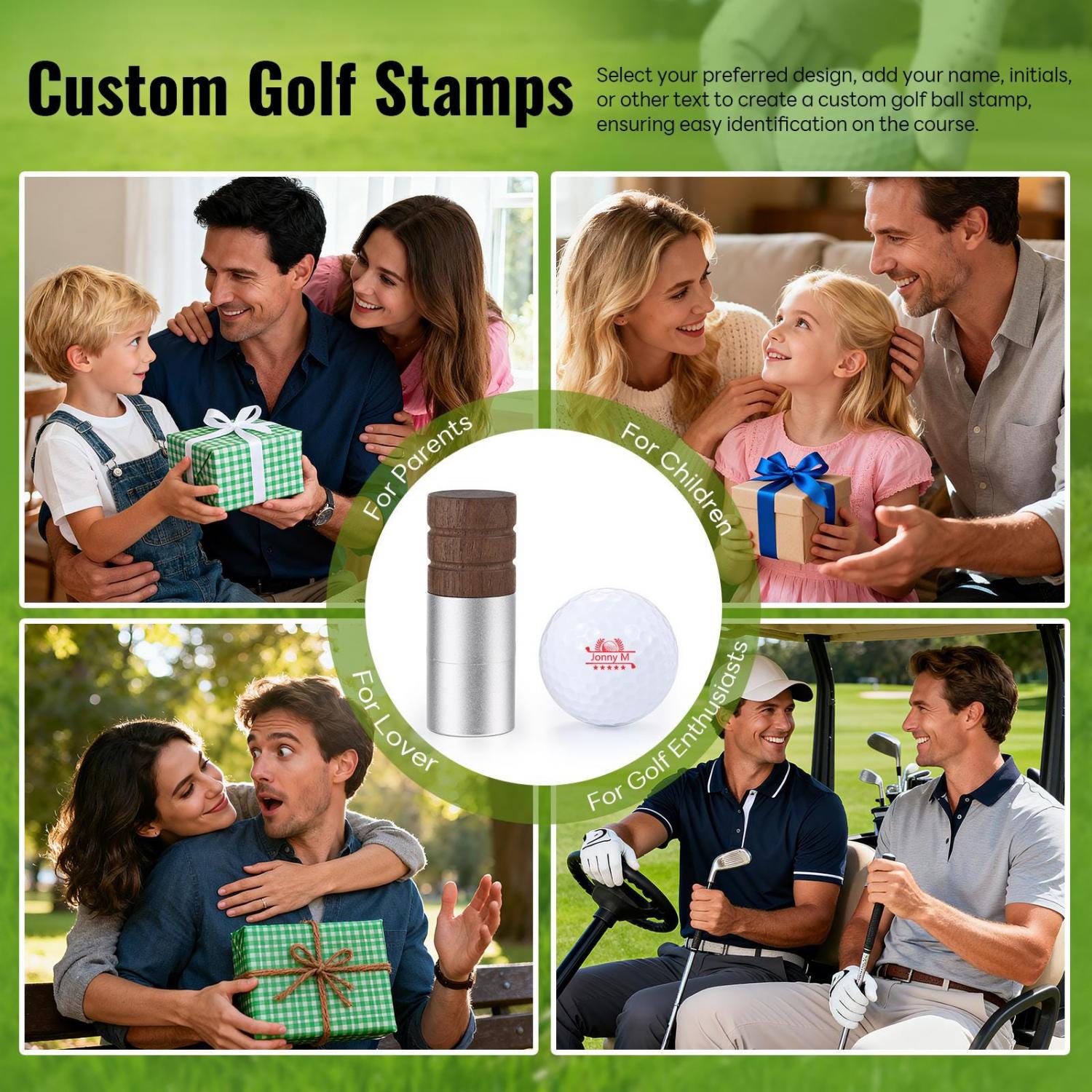 Personalized Golf Ball Stamp • Custom Name Marker with Ball & Ink • Friendship Man Gift
