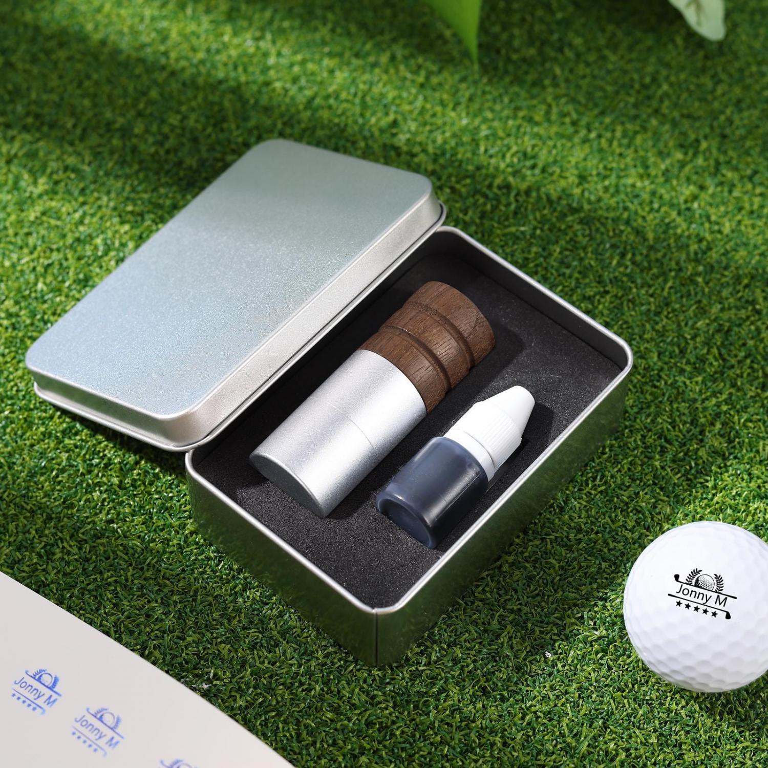Personalized Golf Ball Stamp • Custom Name Marker with Ball & Ink • Friendship Man Gift