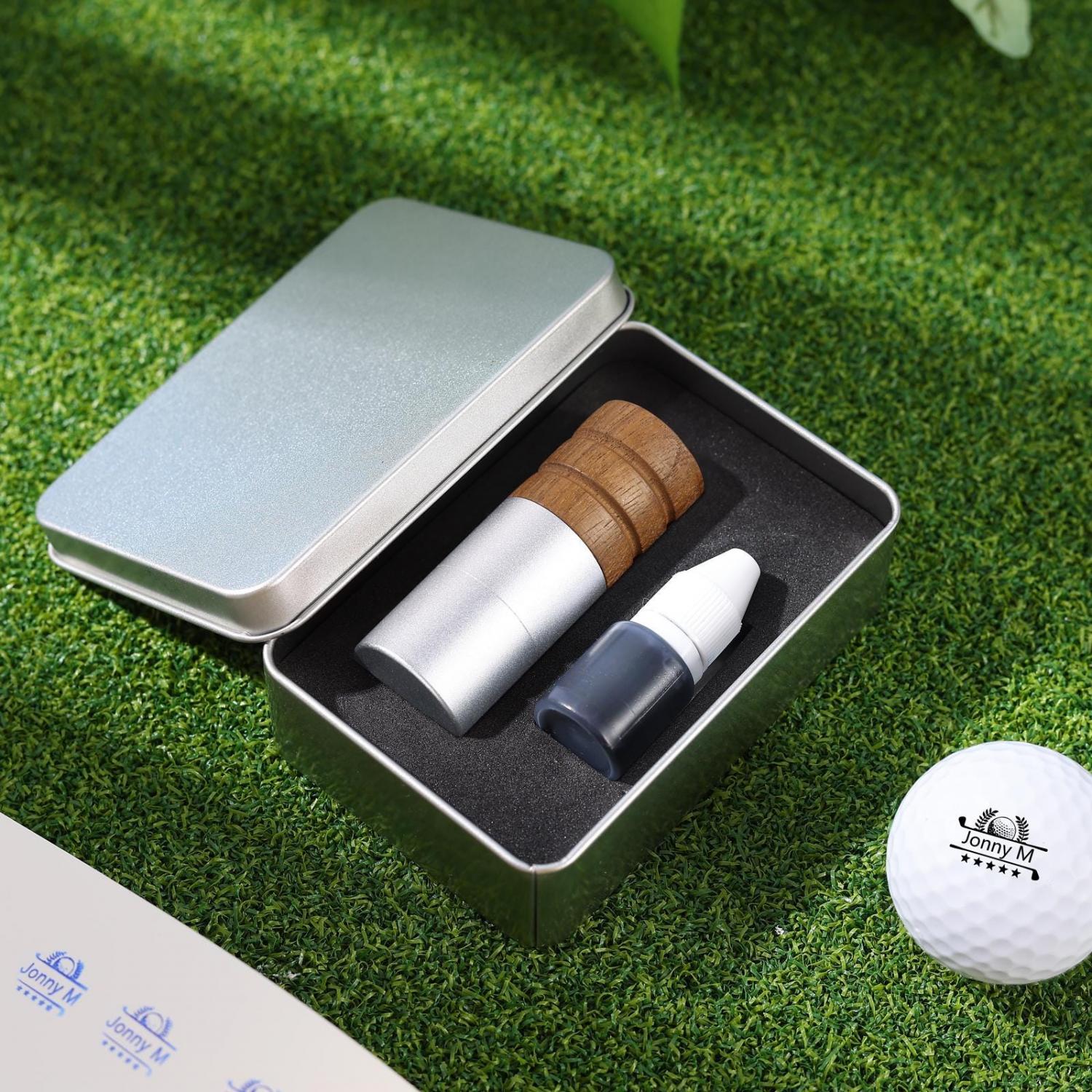 Personalized Golf Ball Stamp • Custom Name Marker with Ball & Ink • Friendship Man Gift