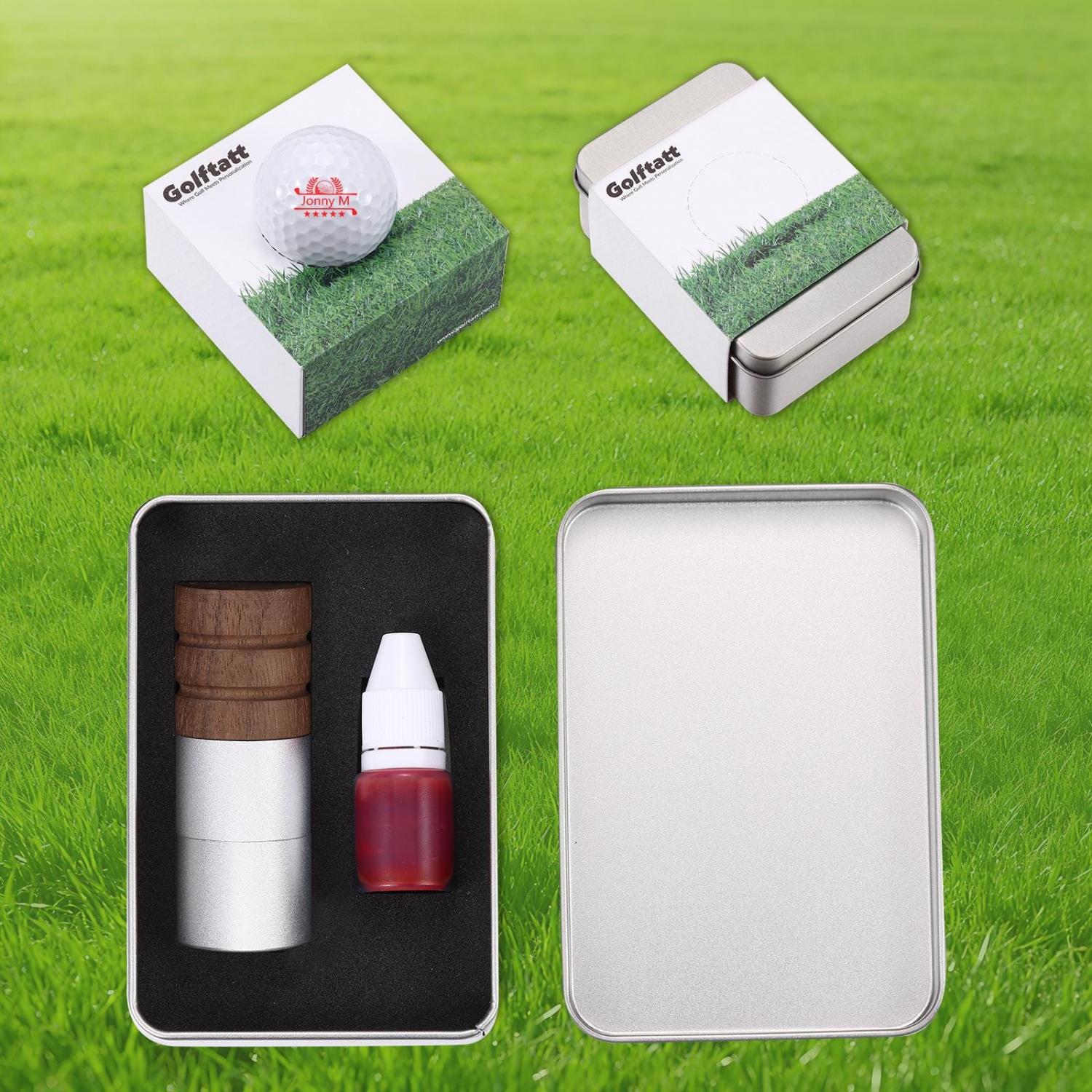 Personalized Golf Ball Stamp • Custom Name Marker with Ball & Ink • Friendship Man Gift